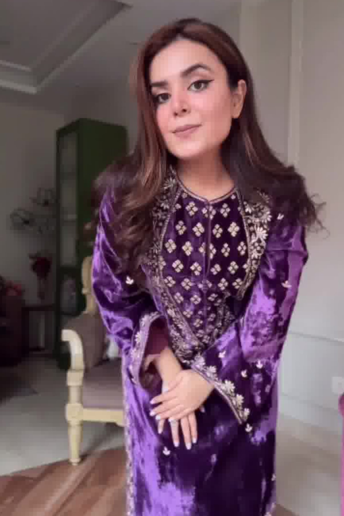 Danika Goyal In Zareen Purple Suit Set