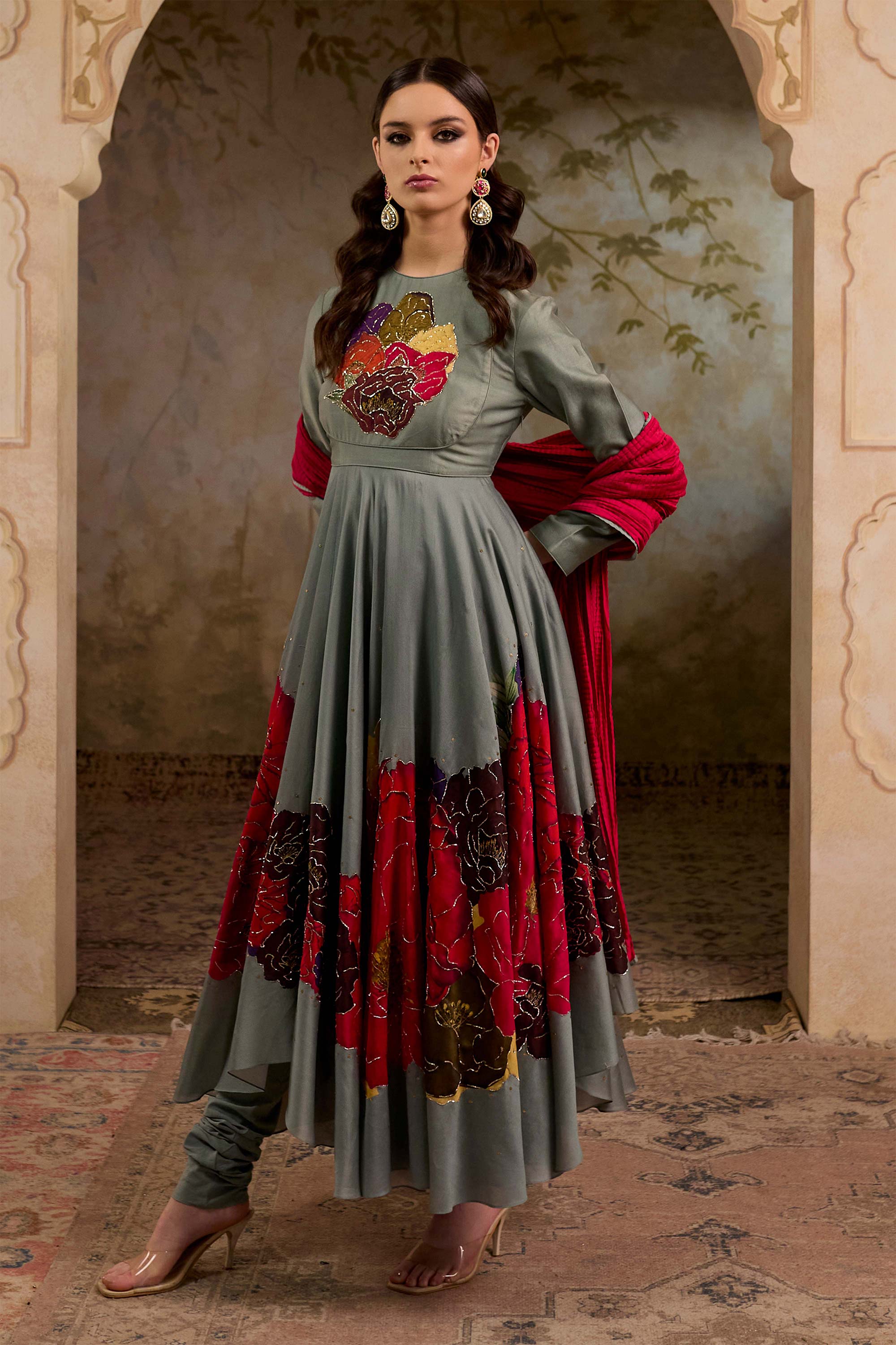 Fulora Print Anarkali Set