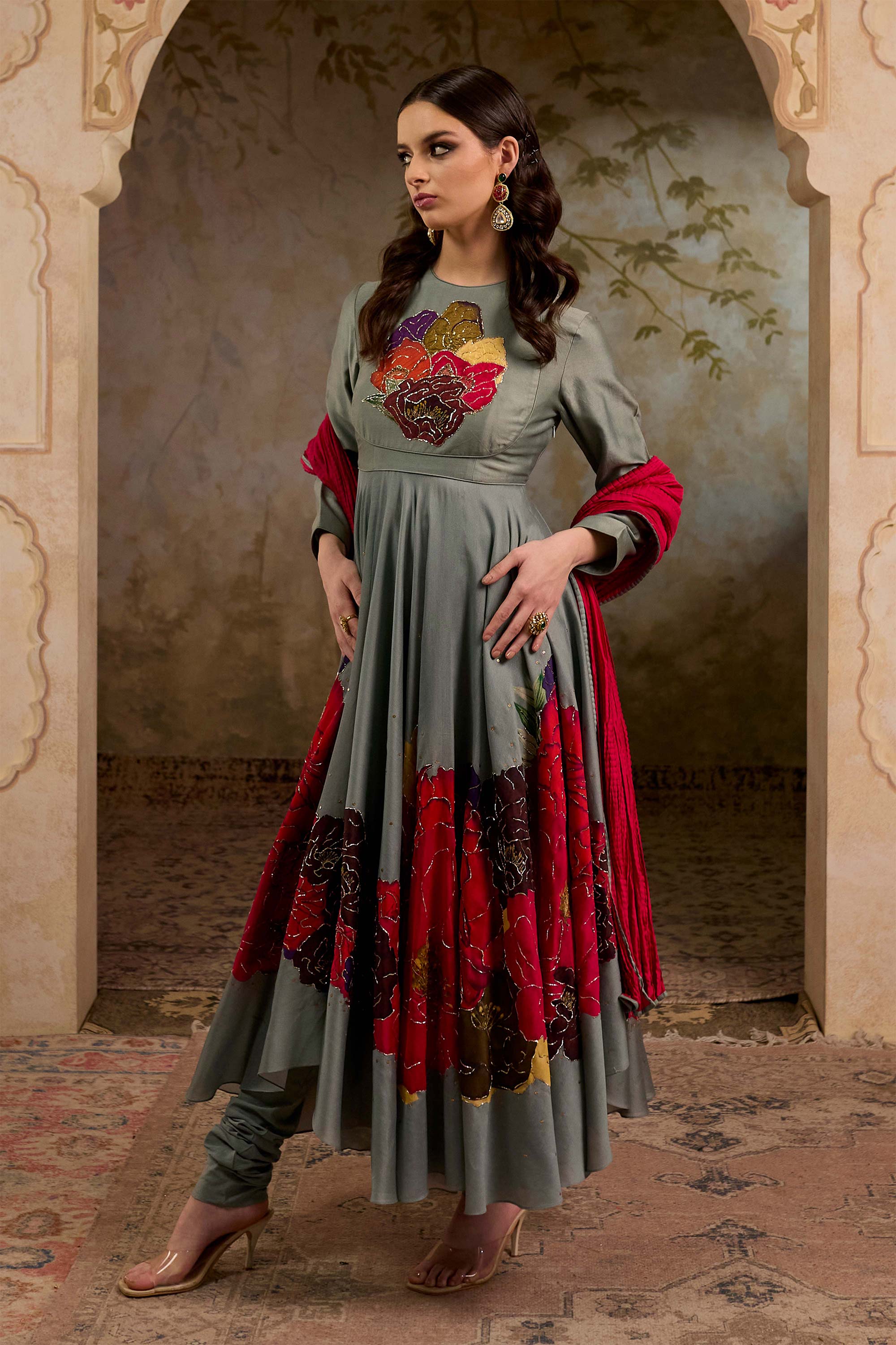 Fulora Print Anarkali Set