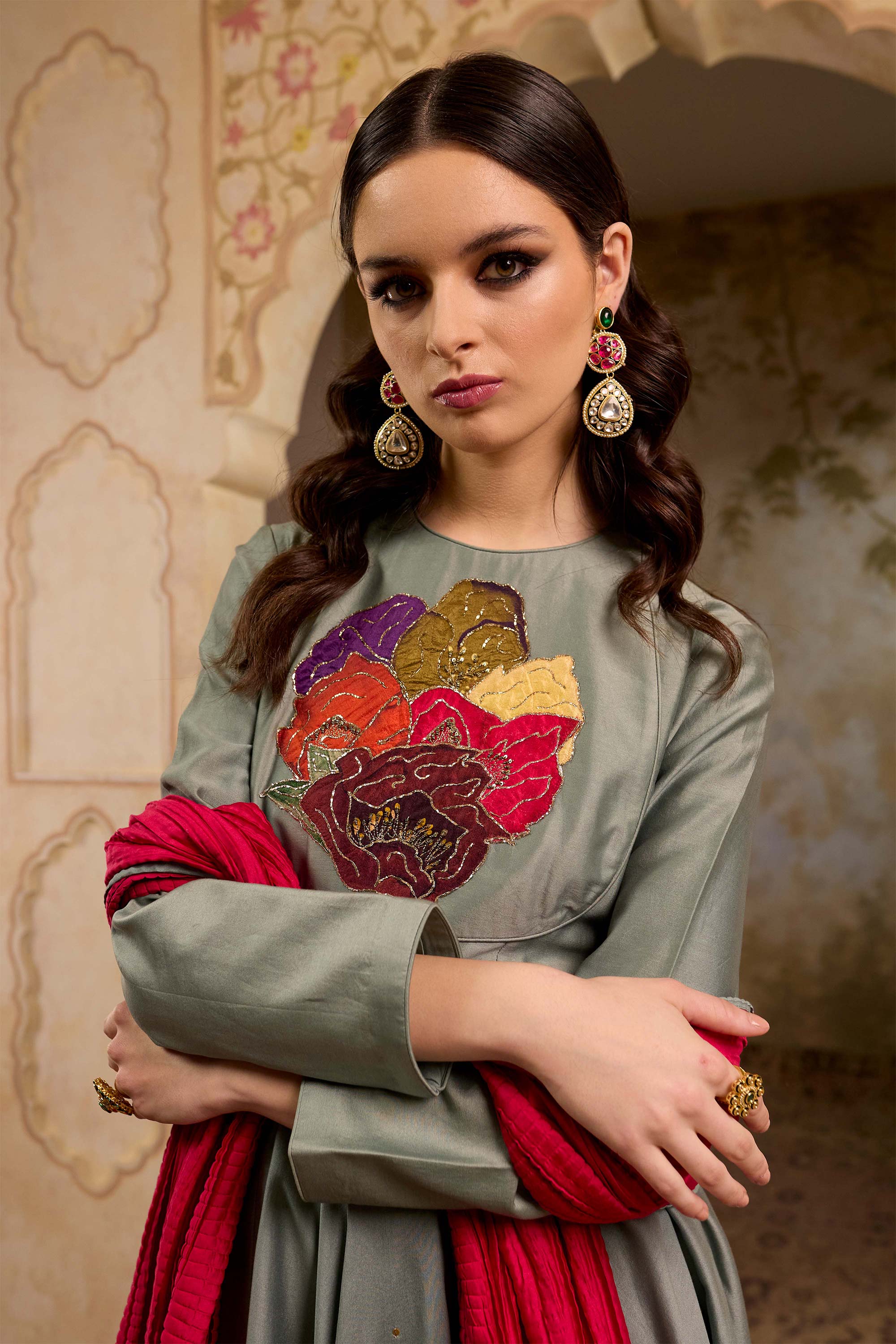 Fulora Print Anarkali Set