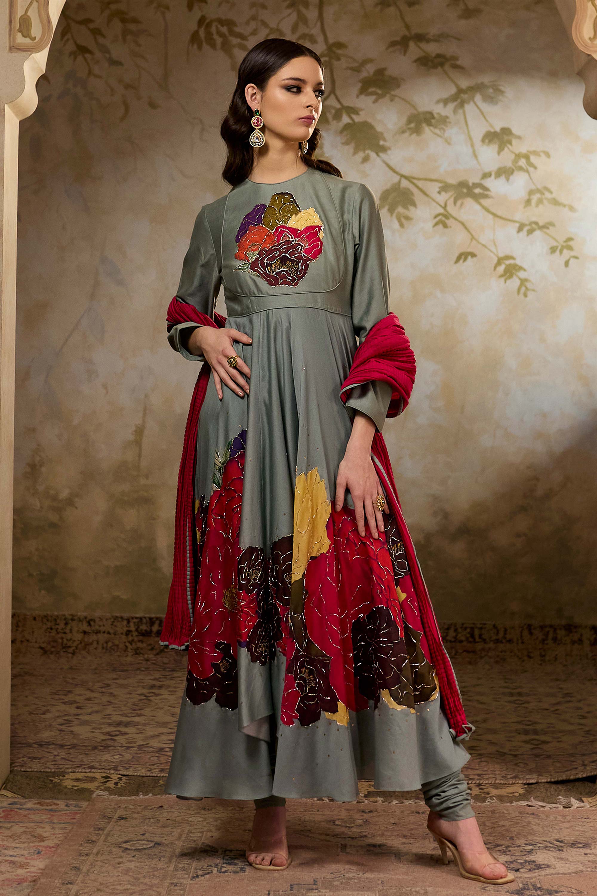 Fulora Print Anarkali Set