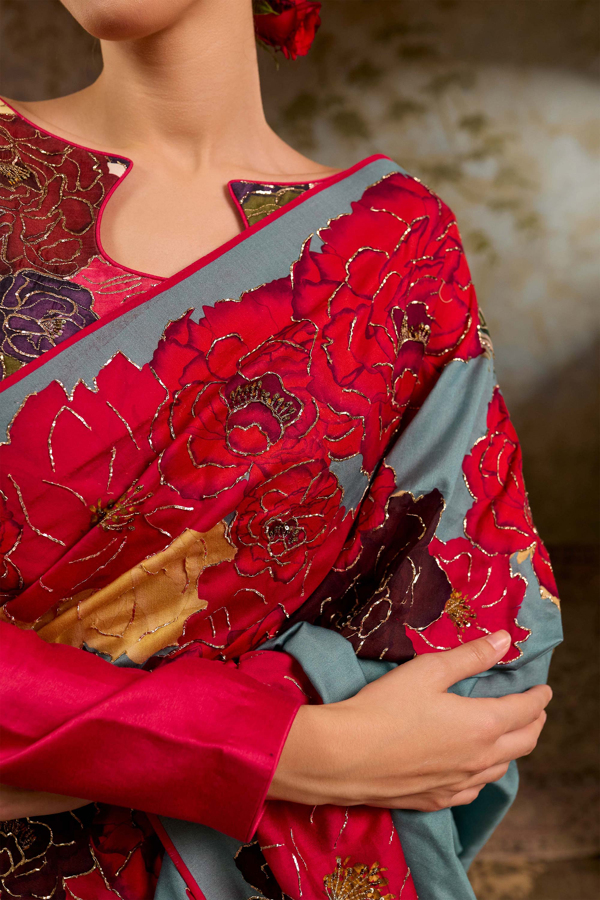 Fulora Print Saree Set