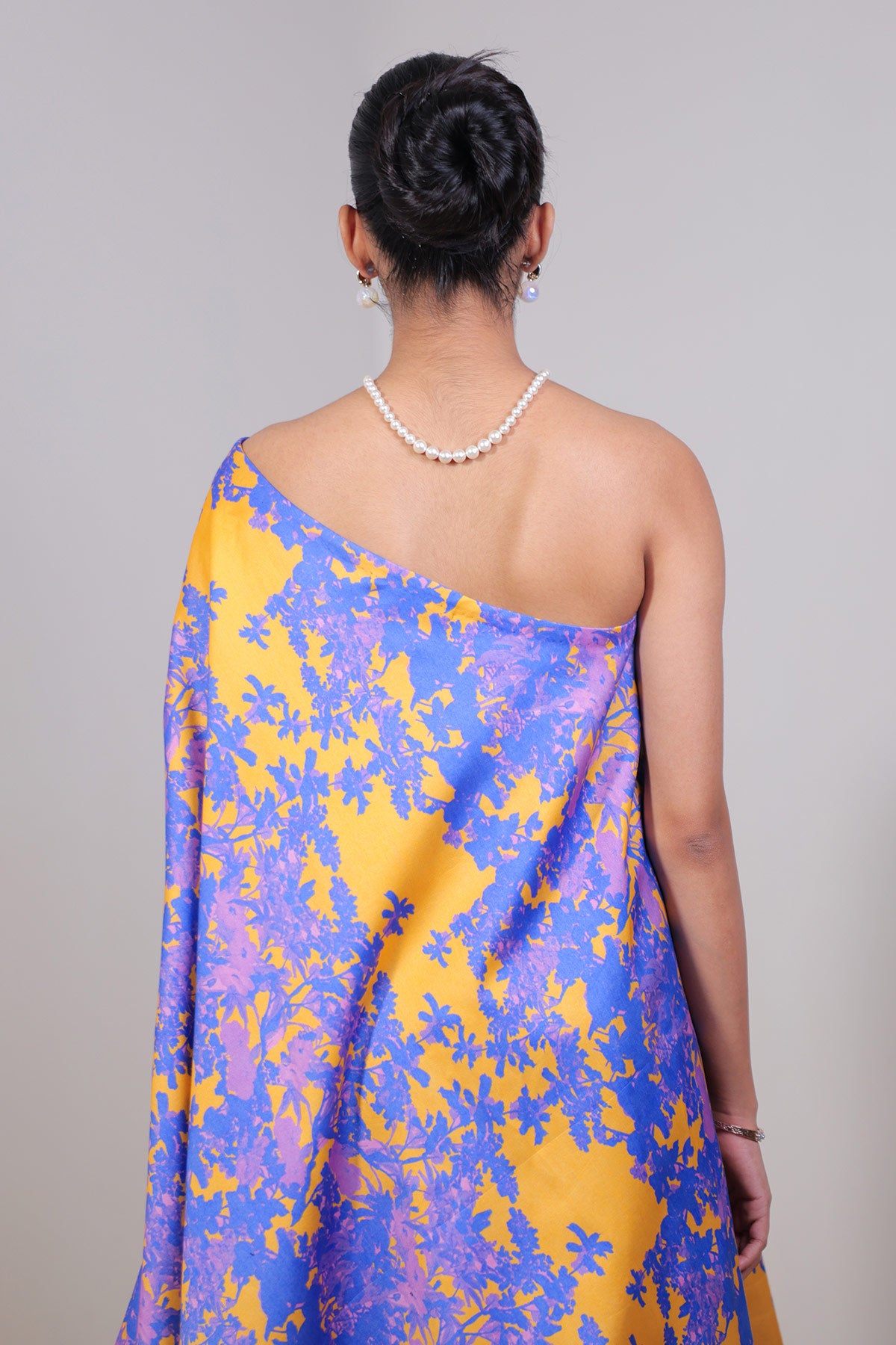 Orange, Blue/Purple Off-Shoulder Poncho Dress