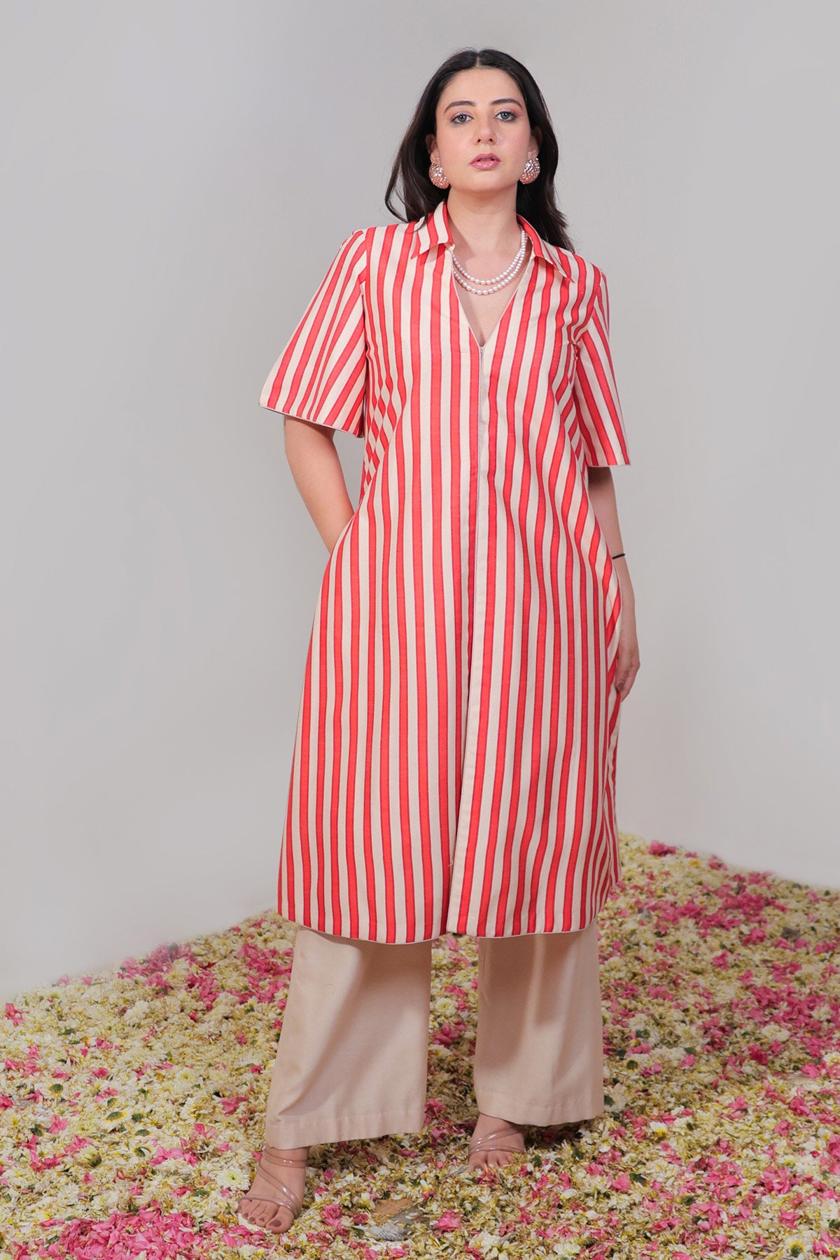 Red Striped Jacket Set