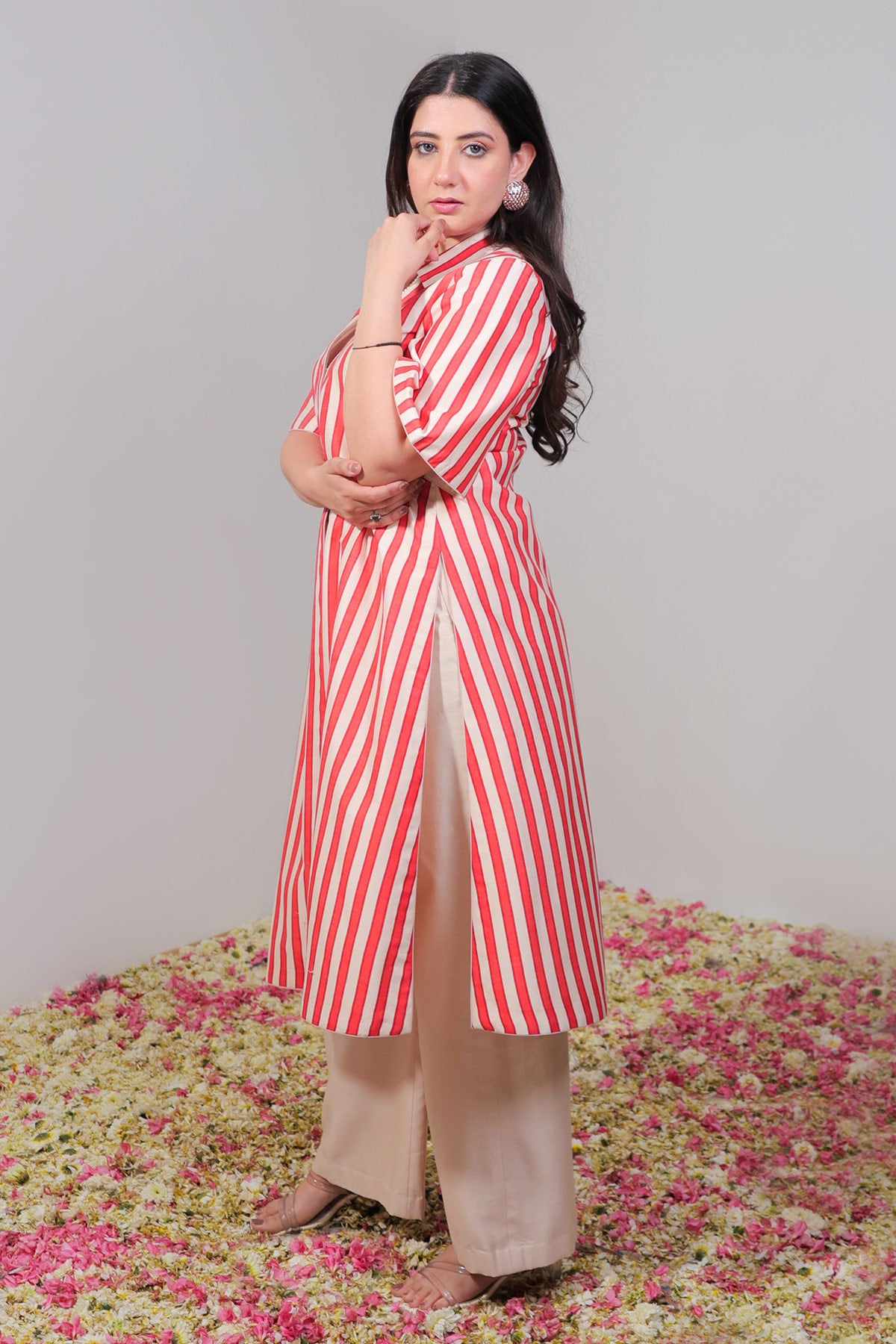 Red Striped Jacket Set