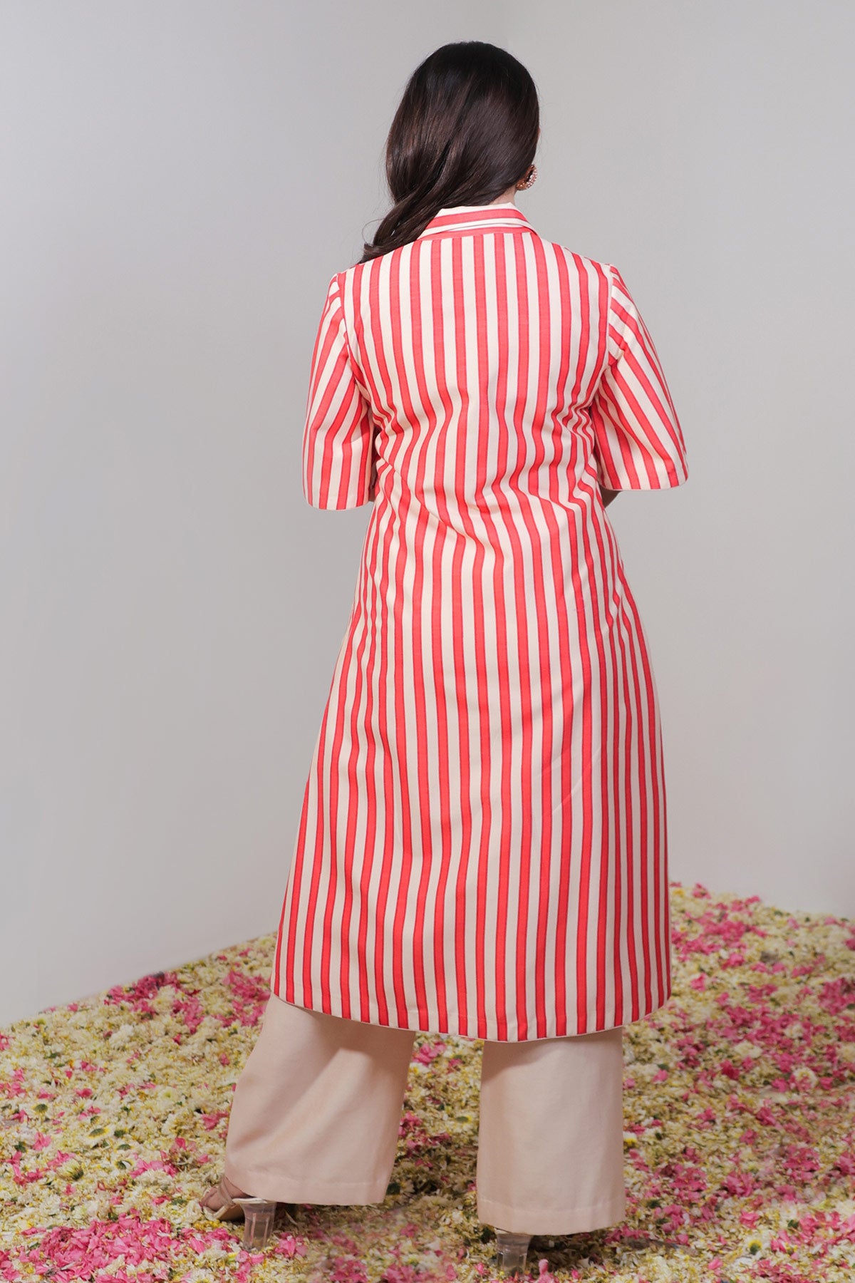 Red Striped Jacket Set