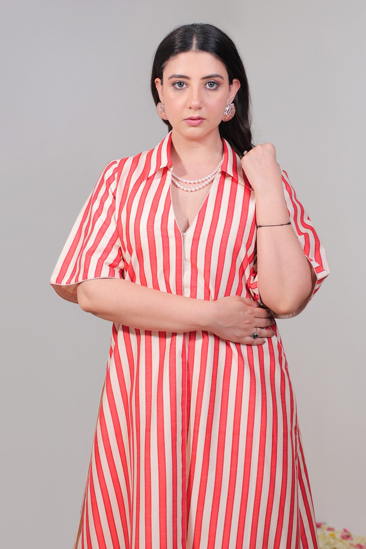 Red Striped Jacket Set