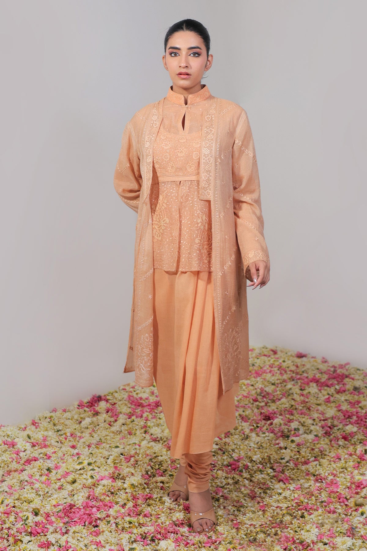 Ek Taar Chikankari Jacket Dress Set