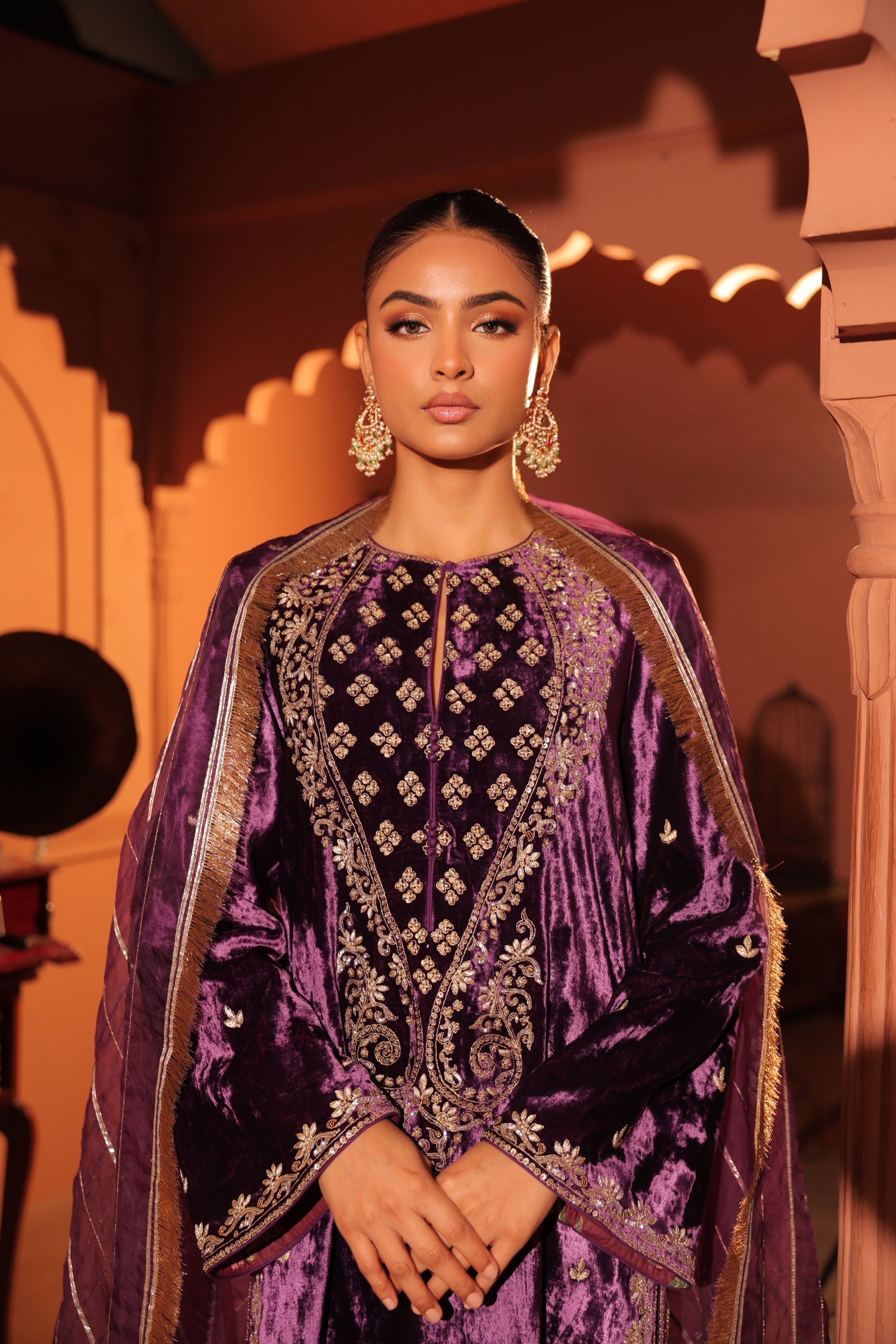 Danika Goyal In Zareen Purple Suit Set