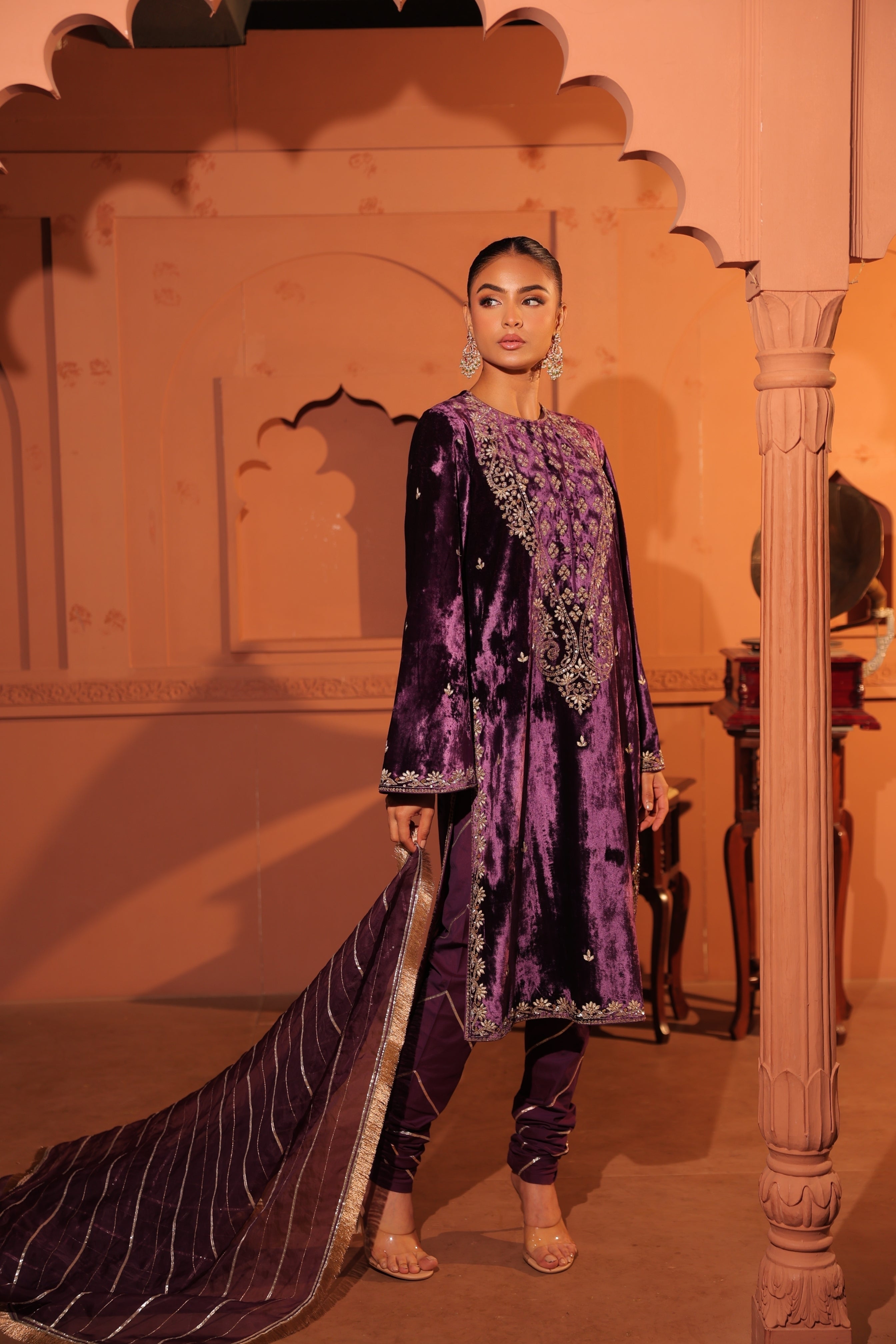 Zareen Purple Suit Set