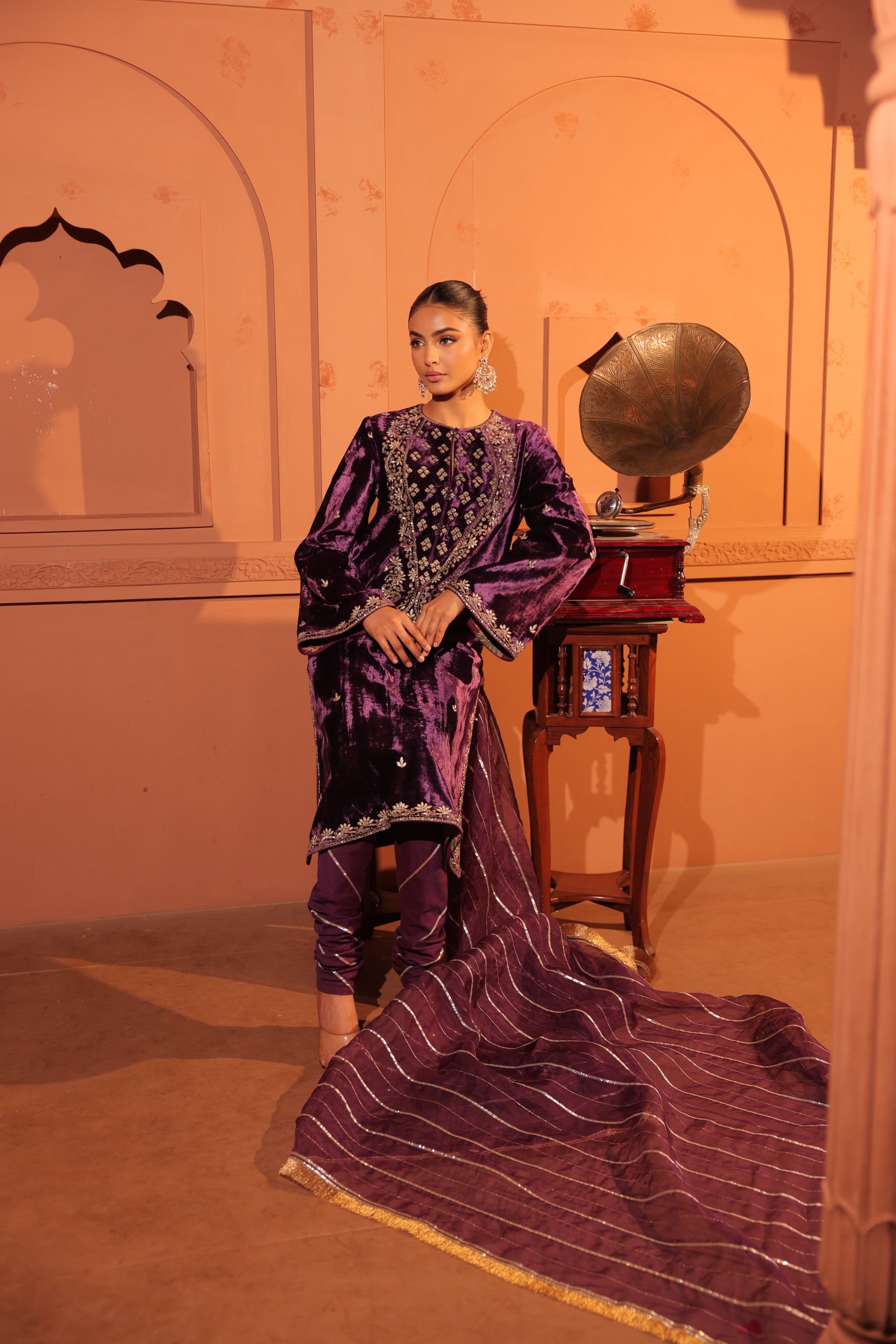 Zareen Purple Suit Set