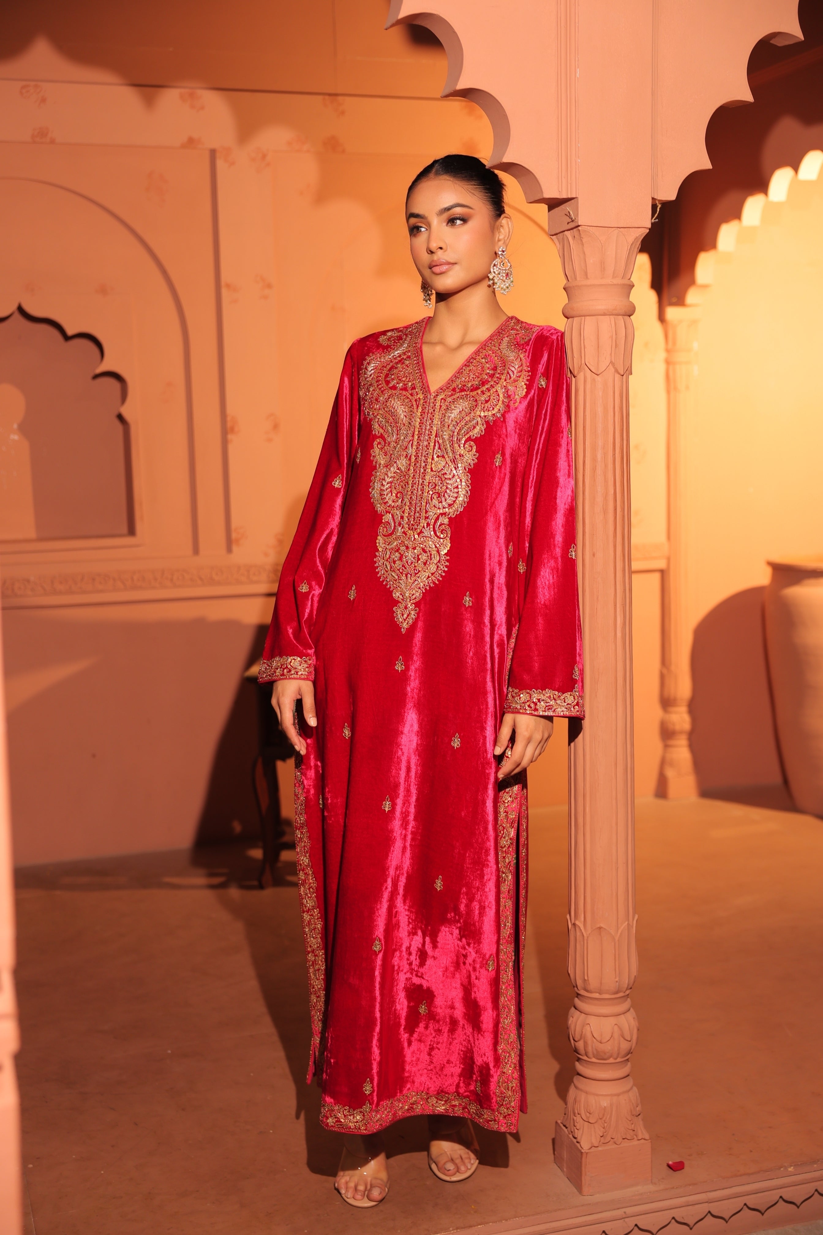 Zaiba Red Pink Suit Set