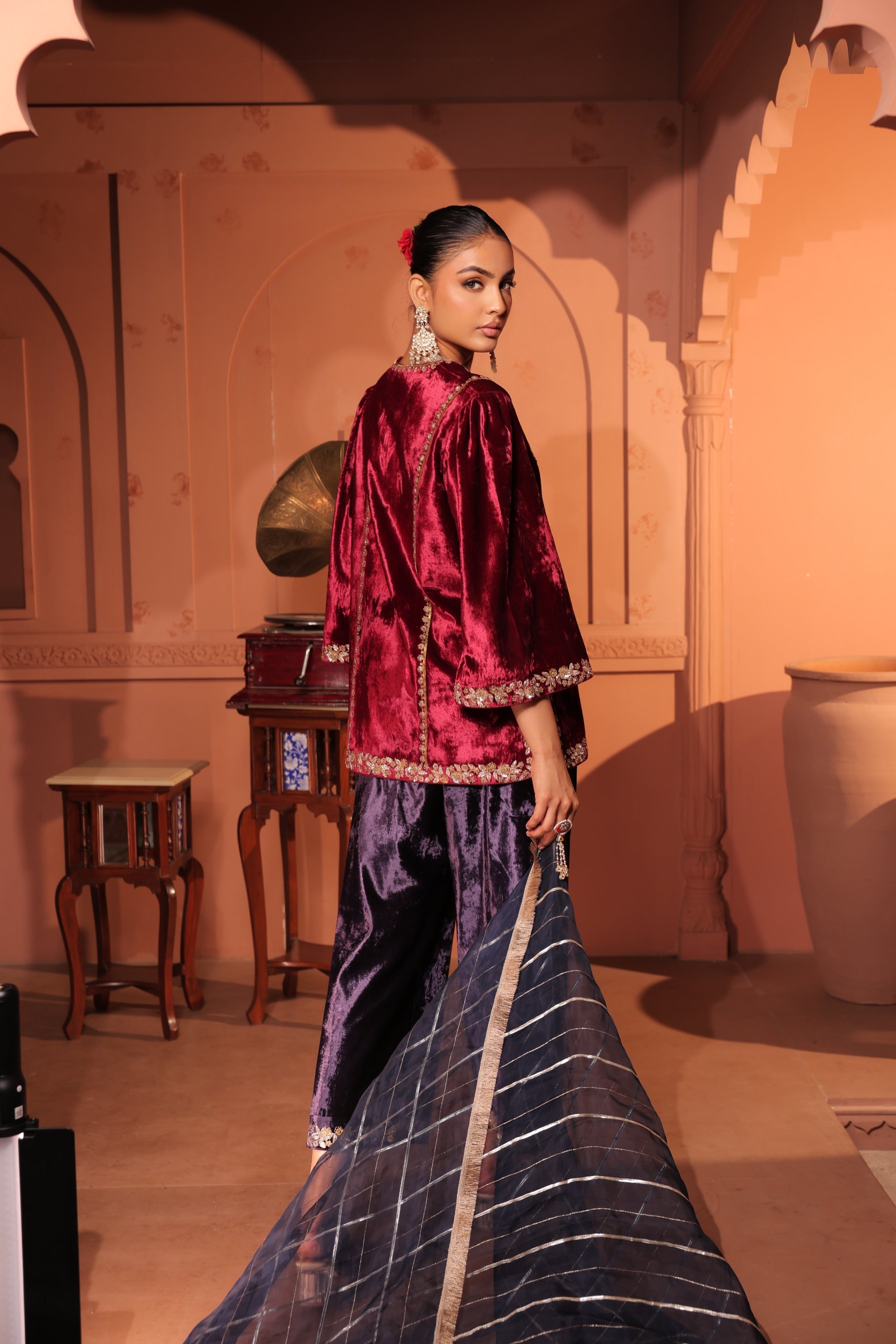 Kusha Maroon Suit Set