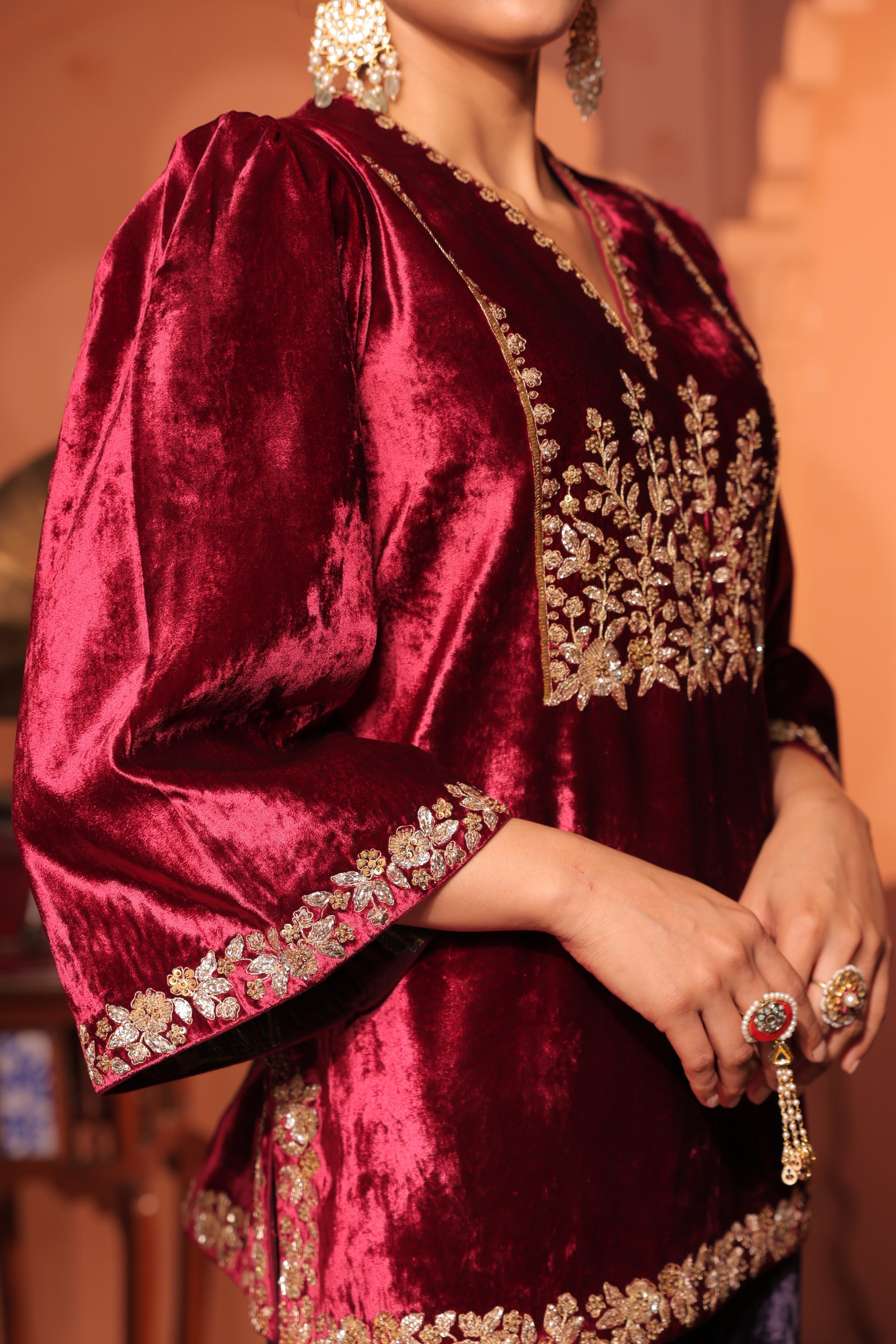 Kusha Maroon Suit Set