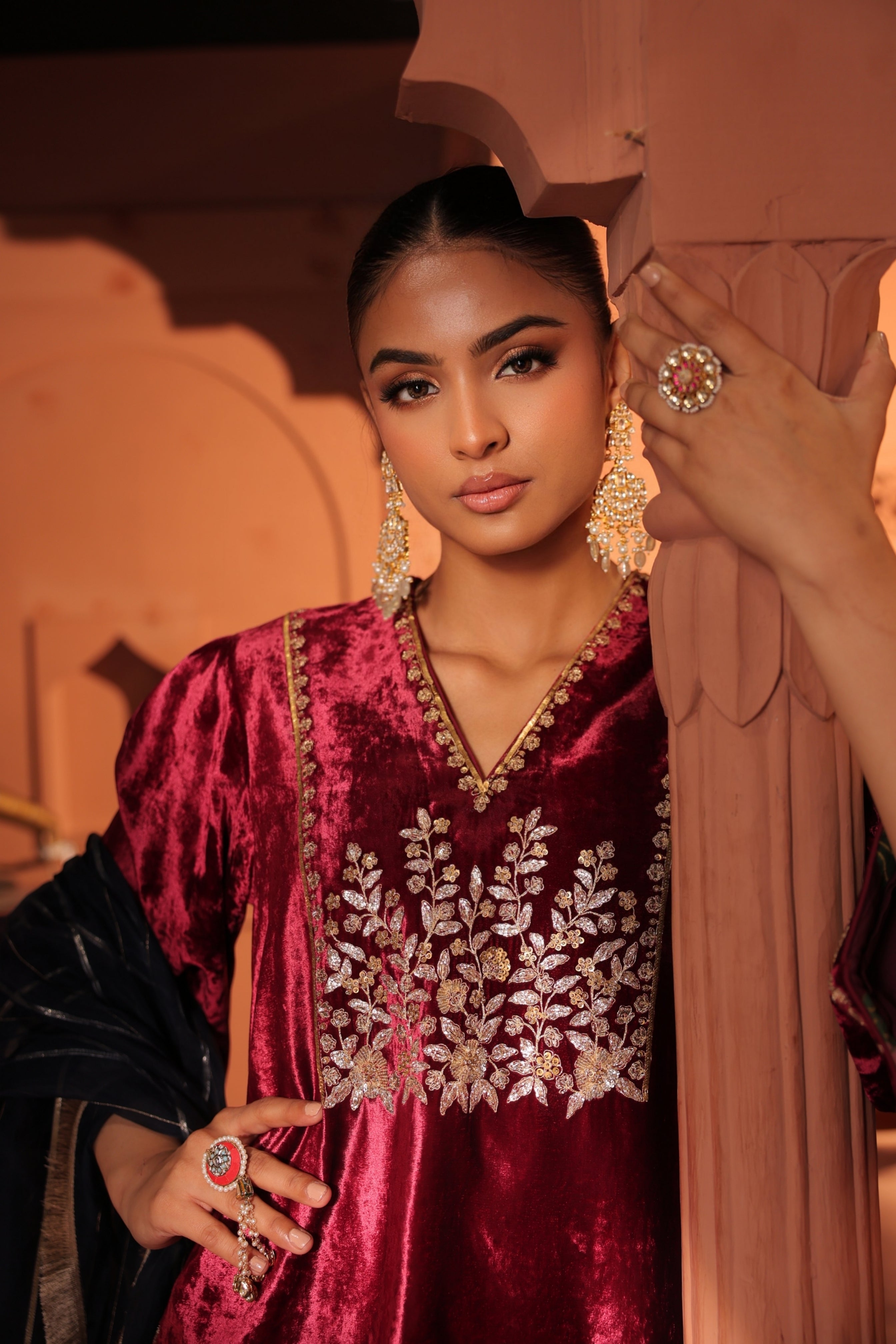 Kusha Maroon Suit Set