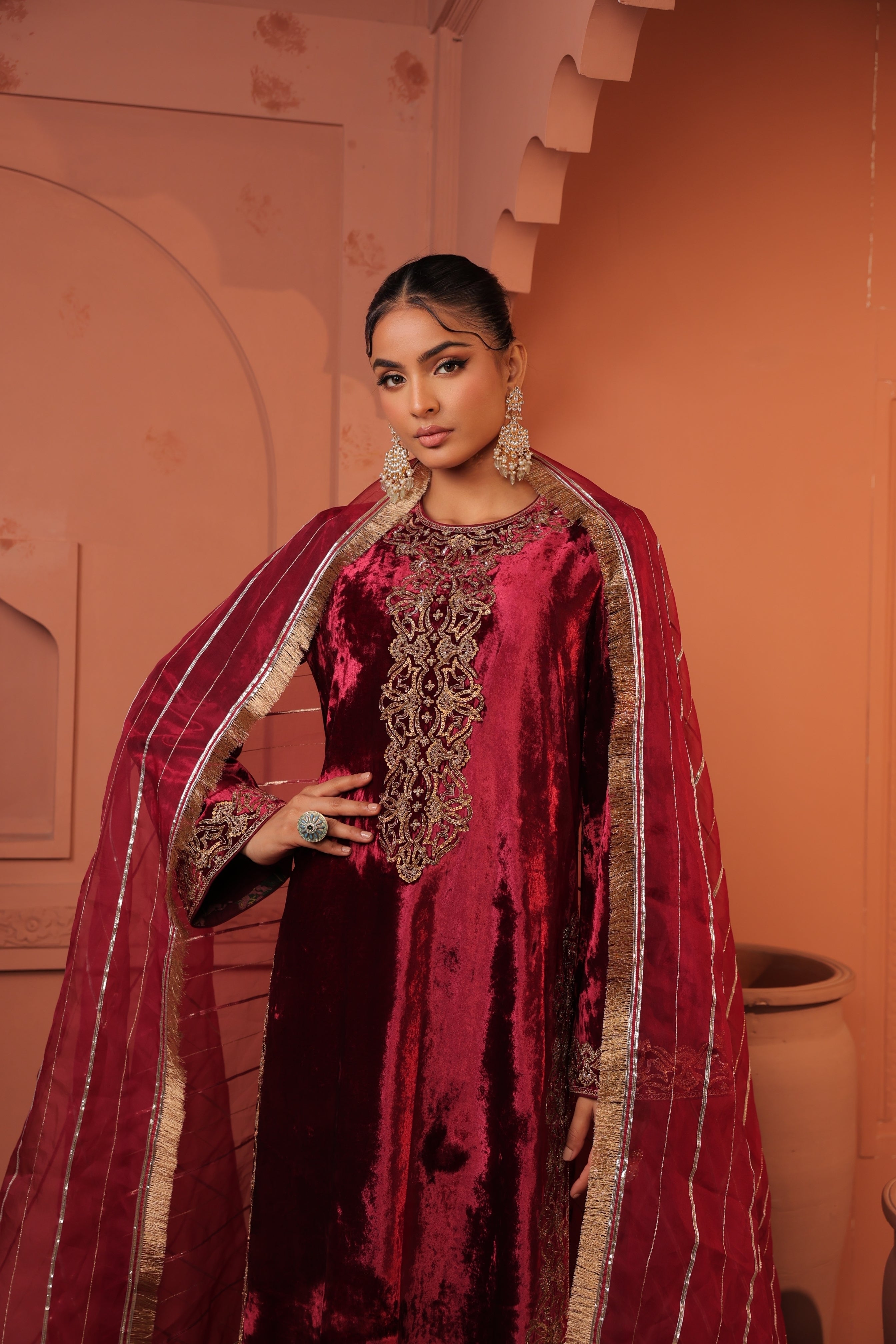 Nasreen Maroon Suit