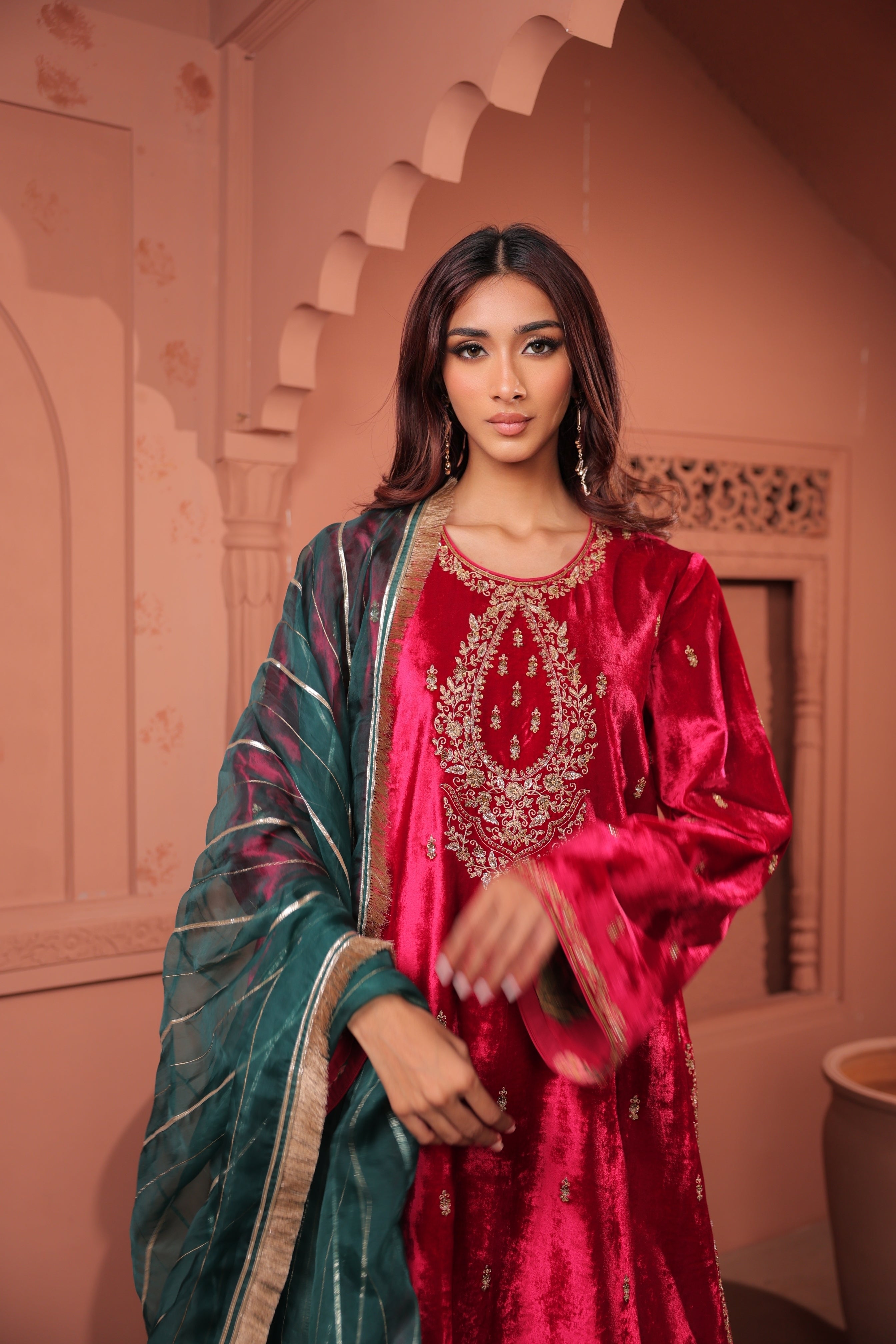 Rubani Pink Teal Suit
