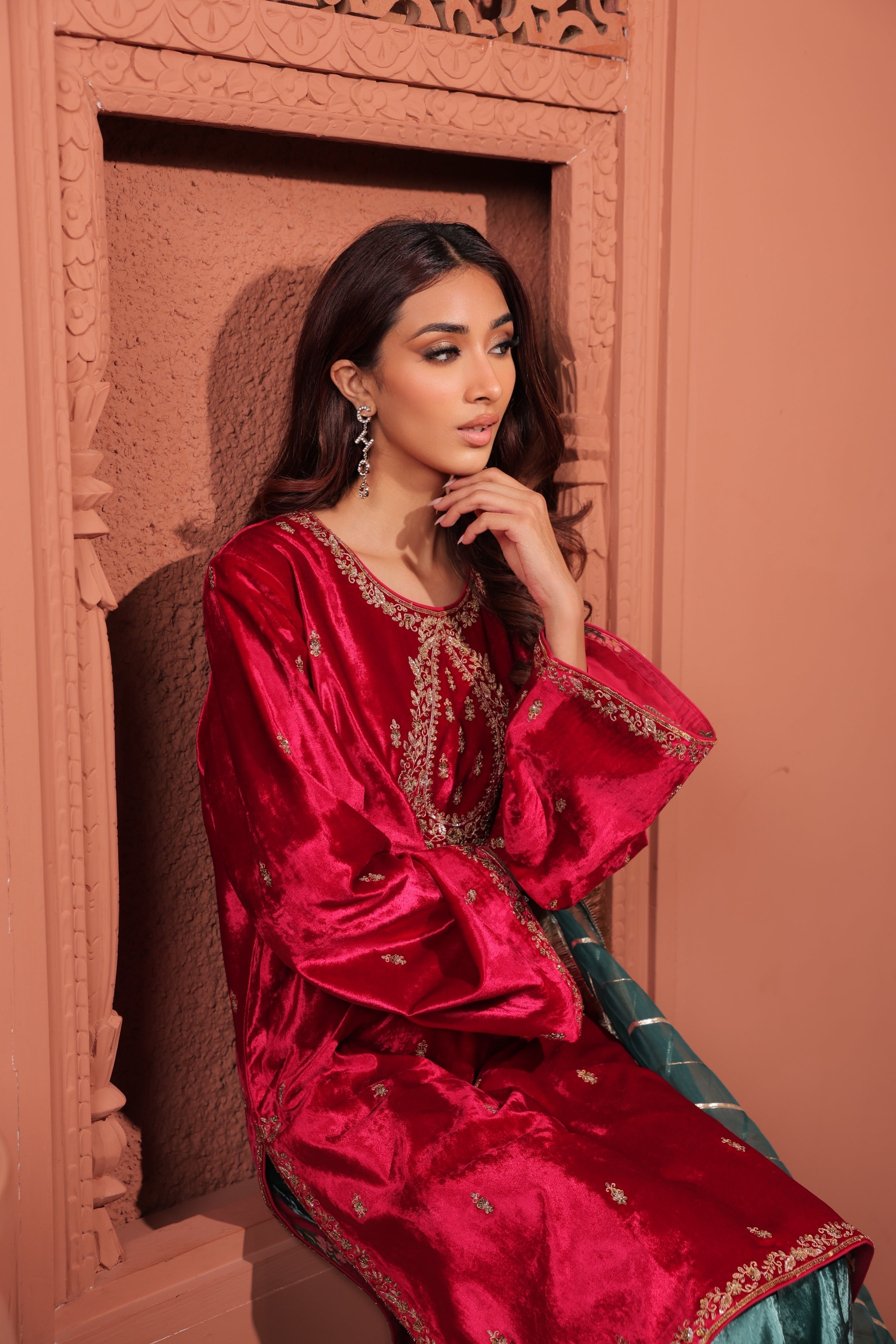 Rubani Pink Teal Suit