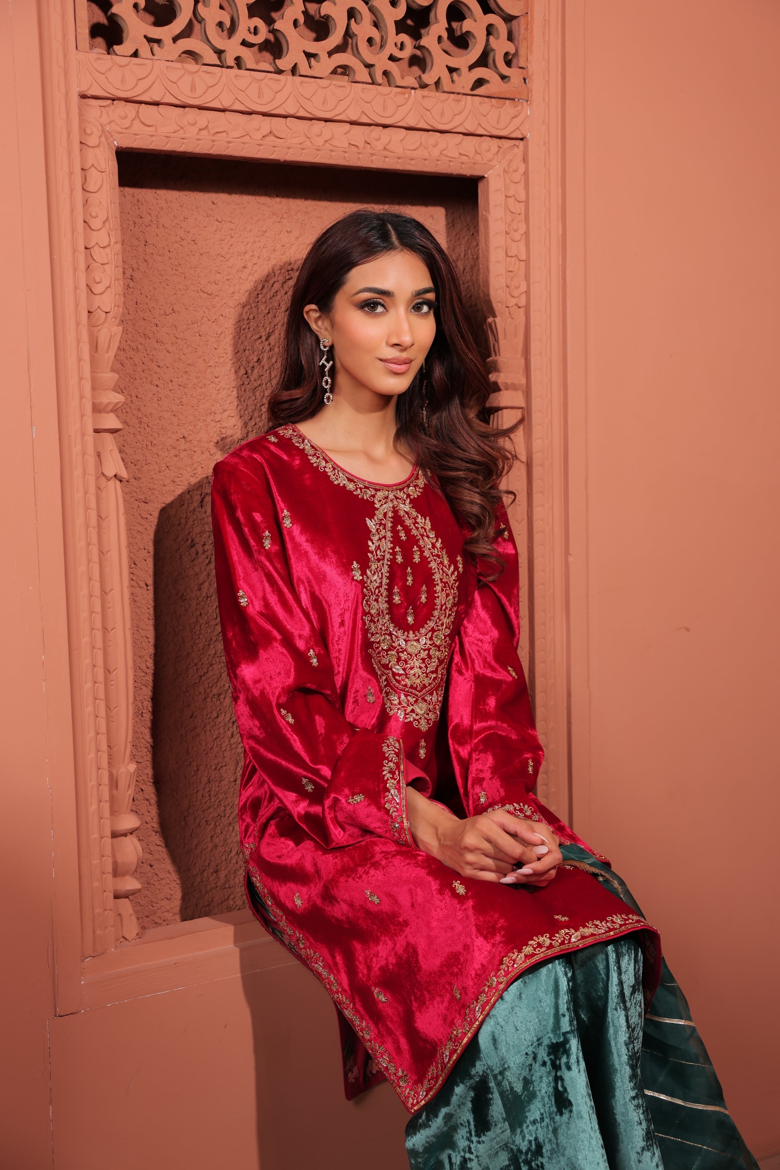 Rubani Pink Teal Suit