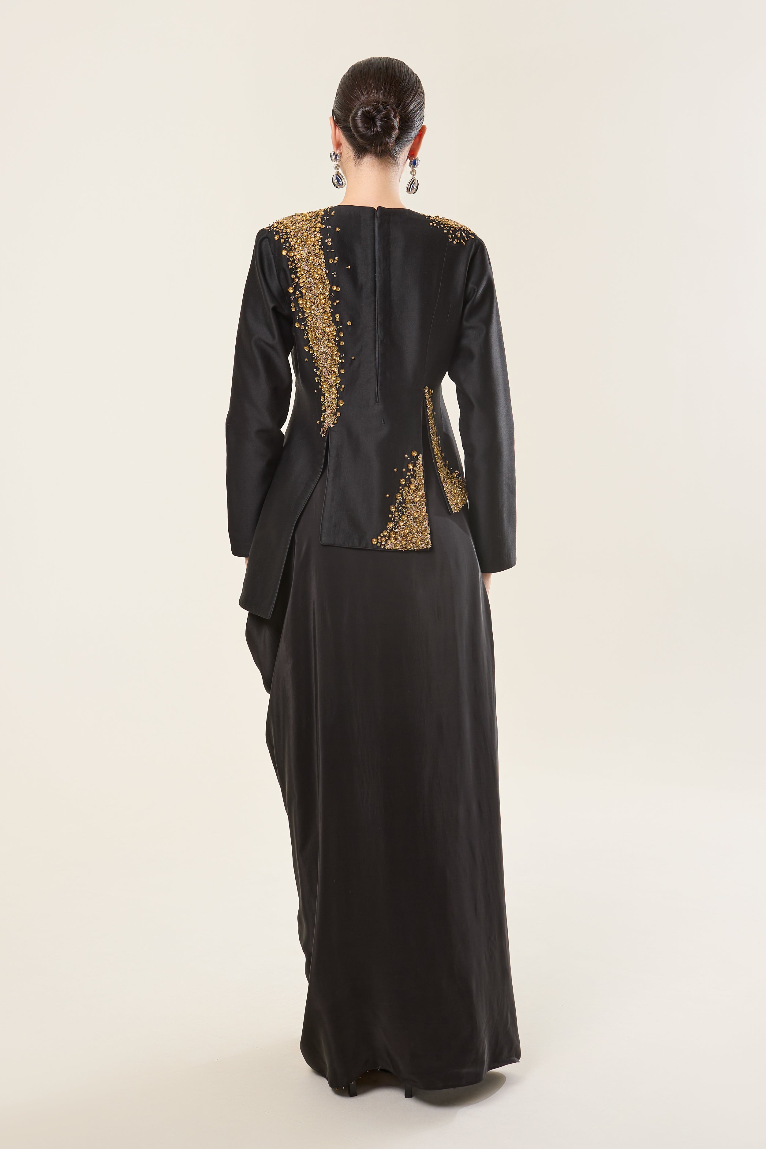 Gold Black Jacket with Drape