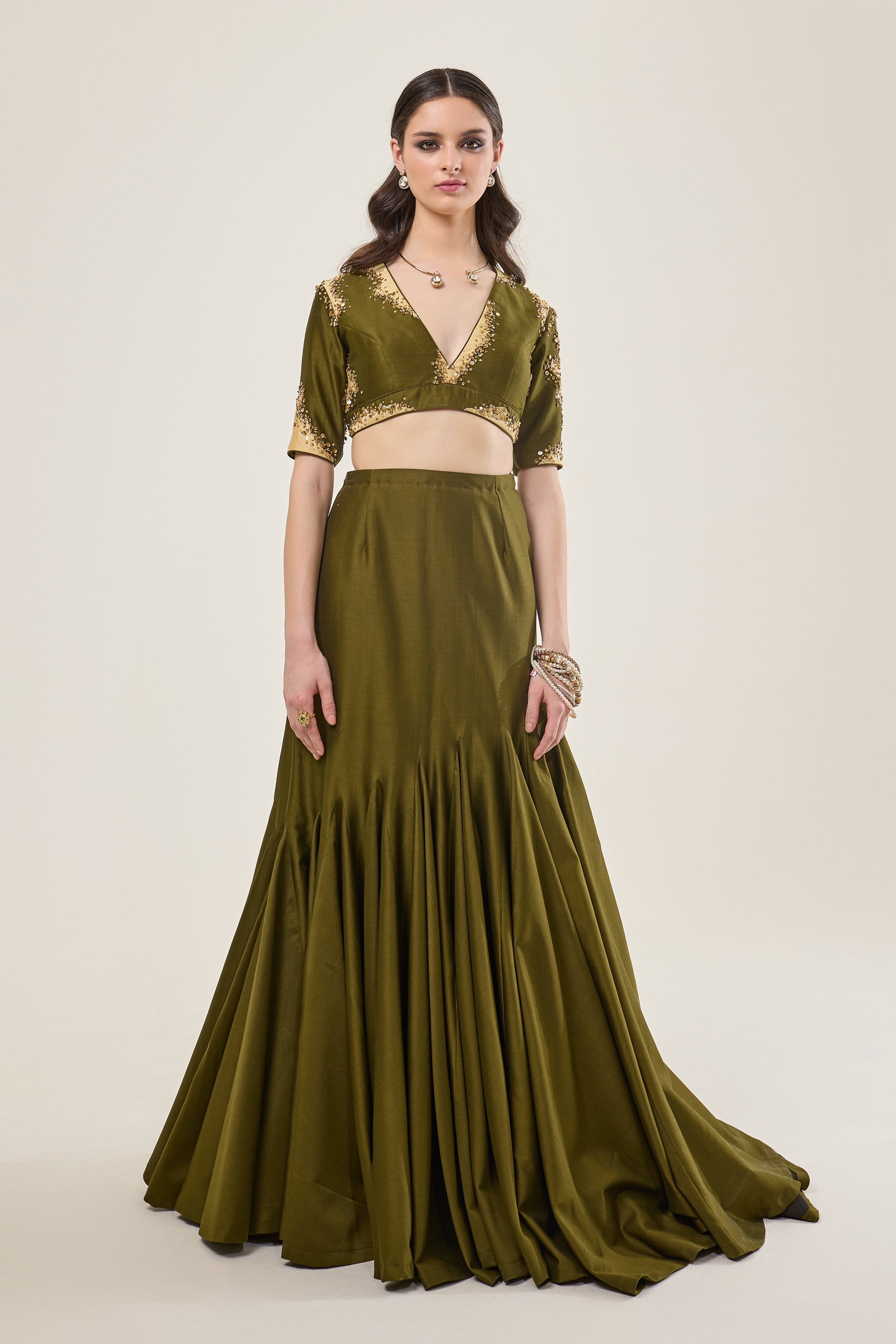 Flared Kalis Skirt with Crop Top