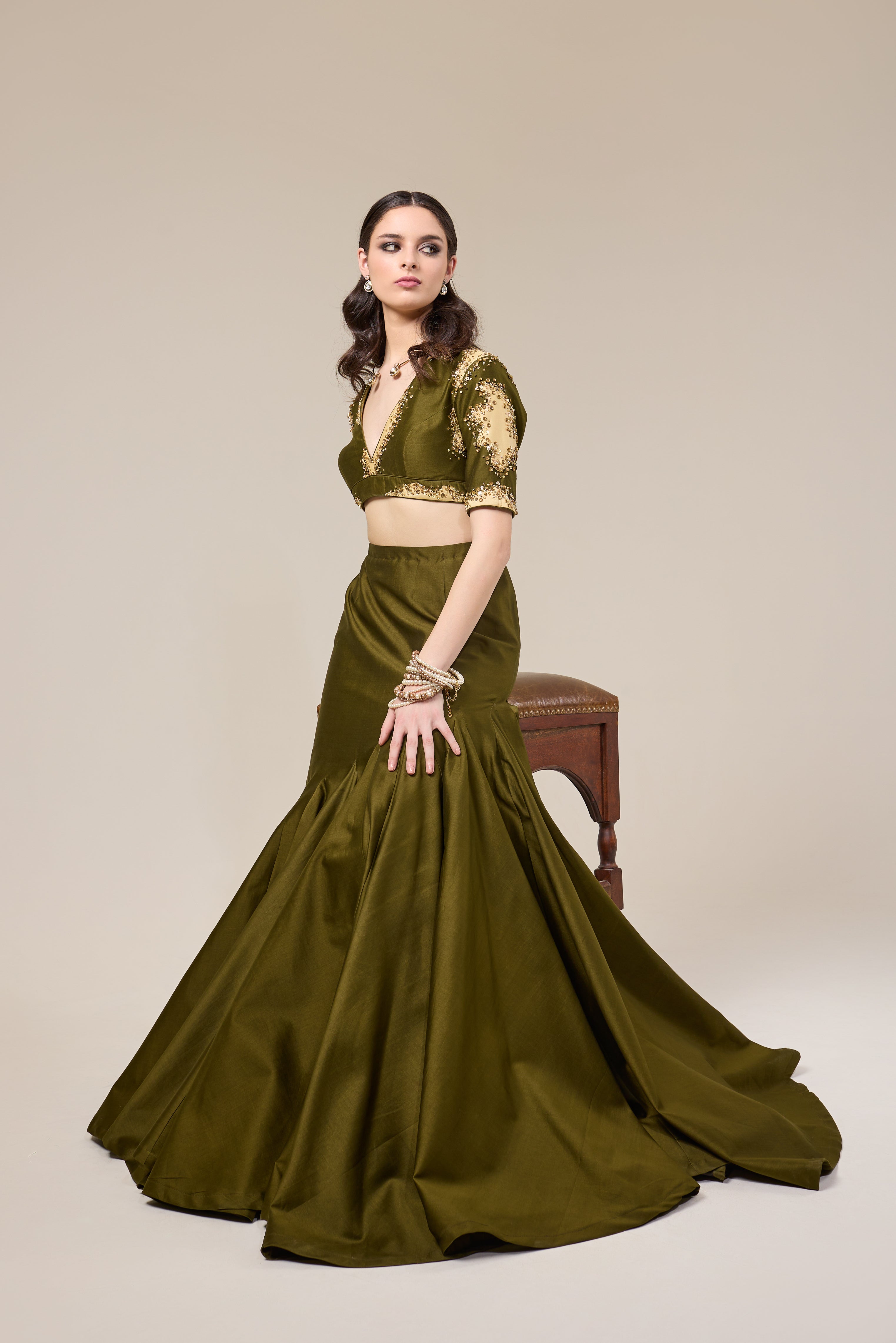 Flared Kalis Skirt with Crop Top