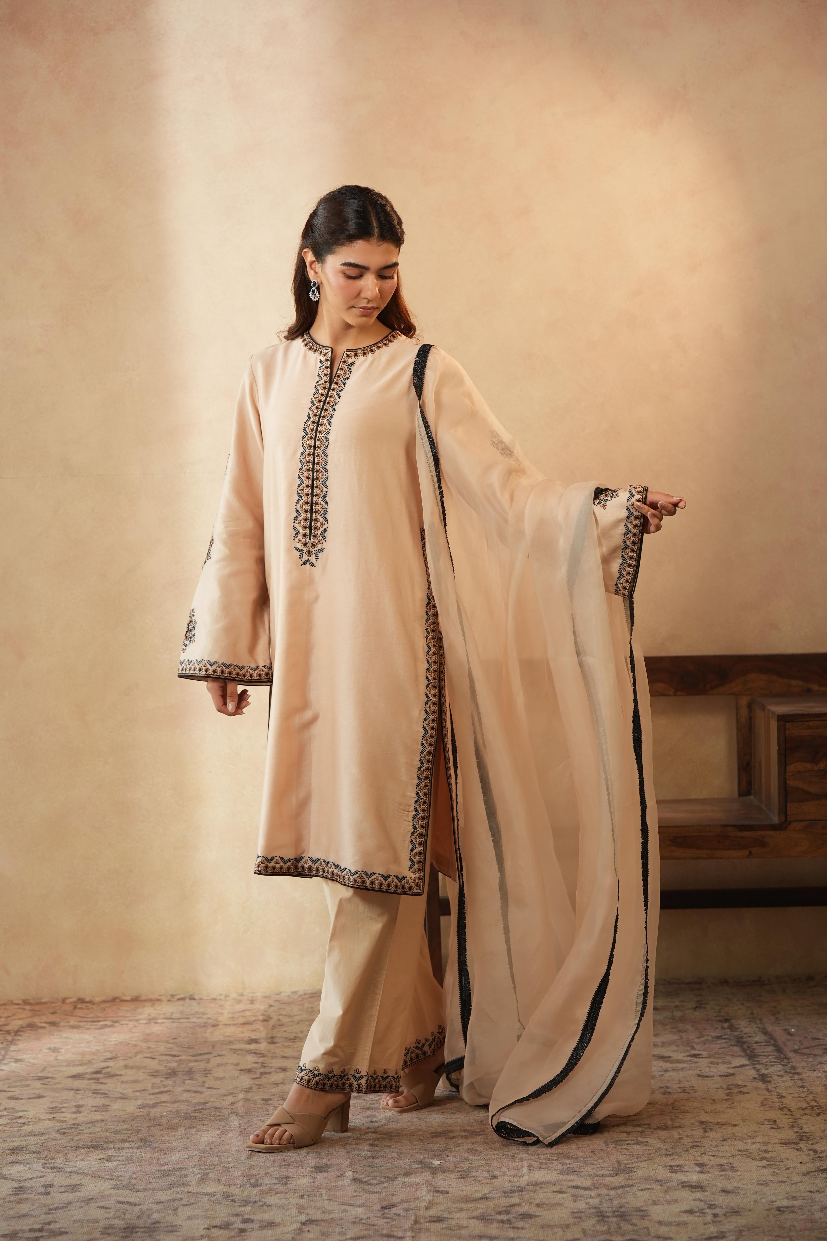 Meeram Cream Beige Kurta Set