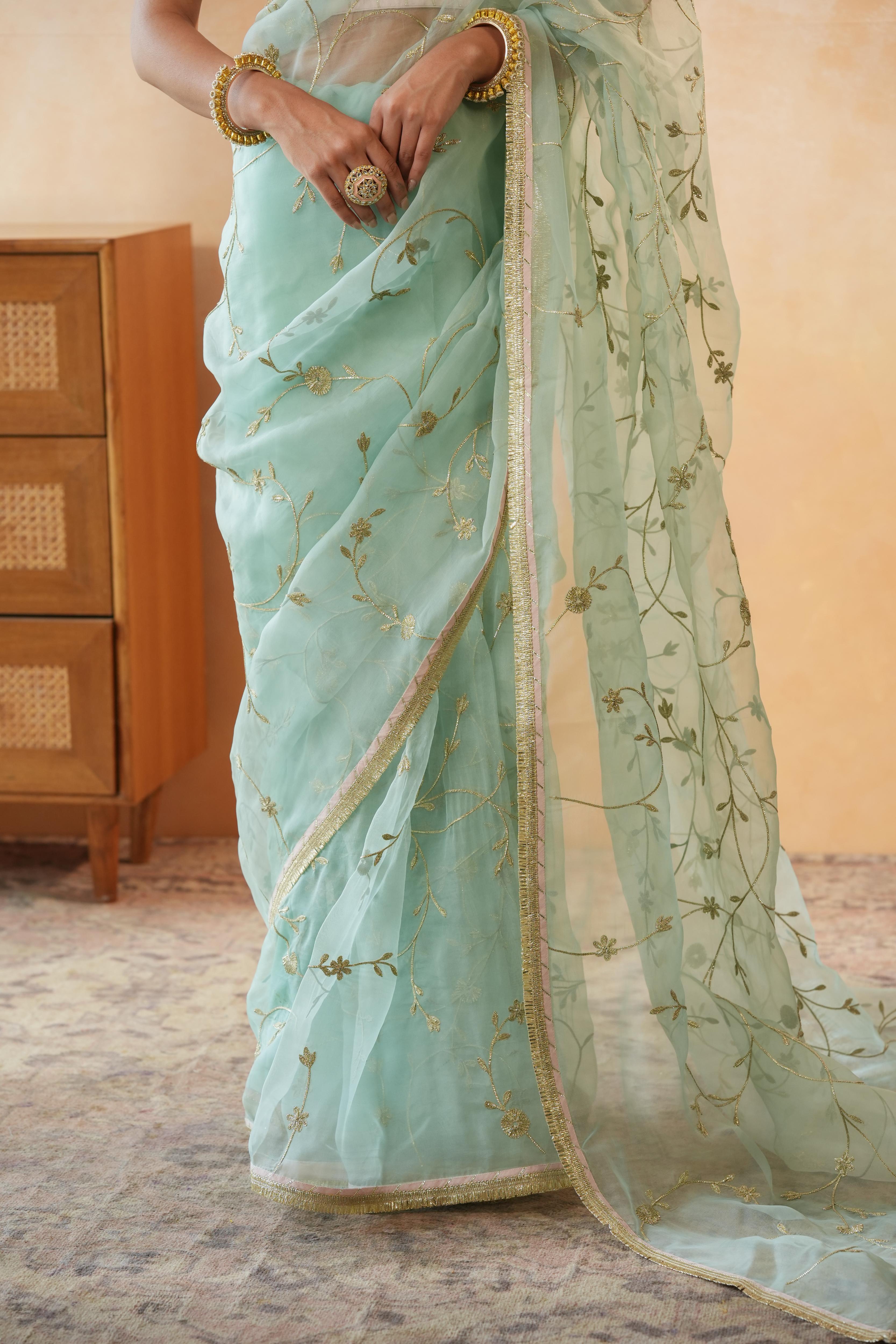 Rajshree Blue Gota Jaal Saree