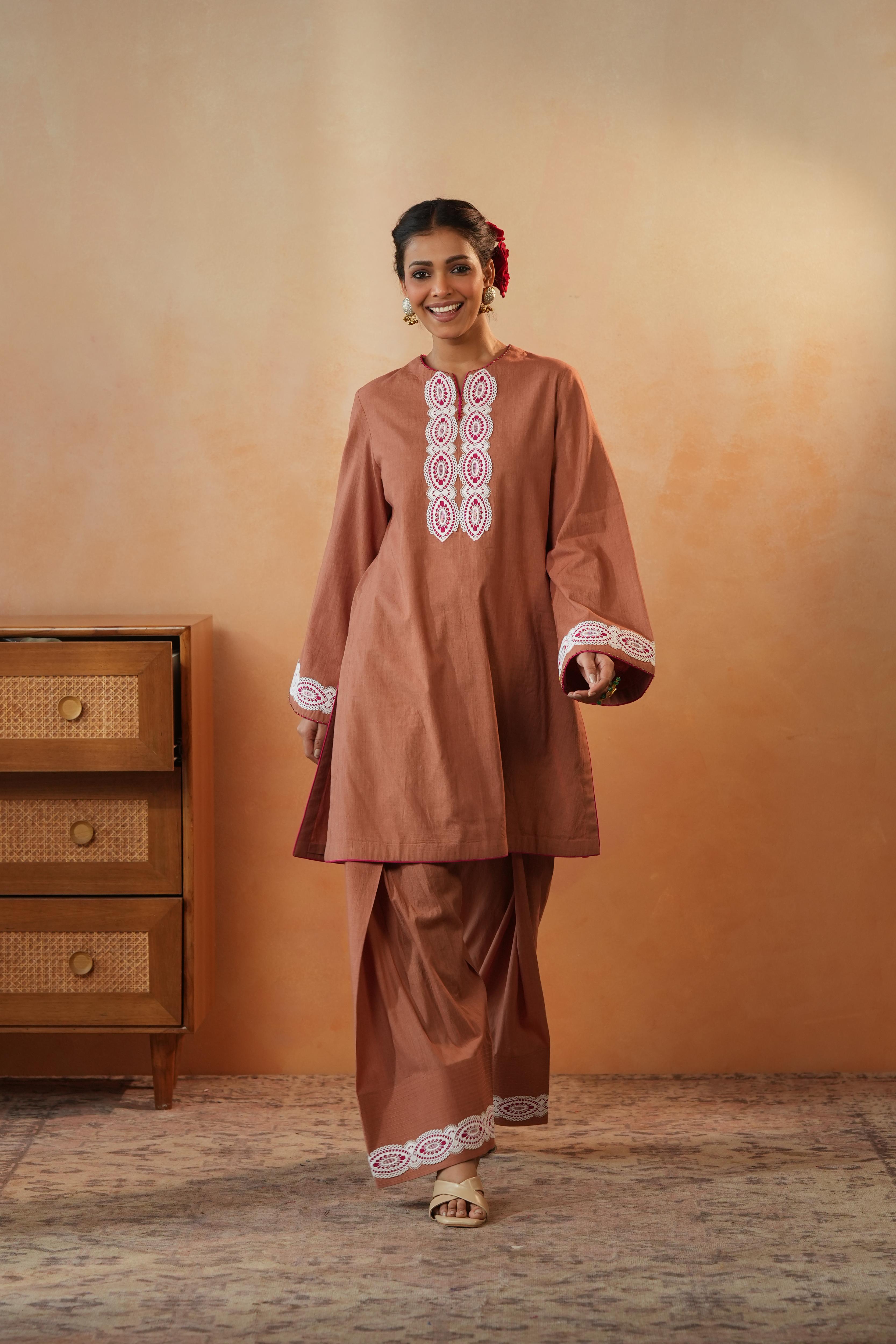 Amnan Brown Pink Co-ord Set