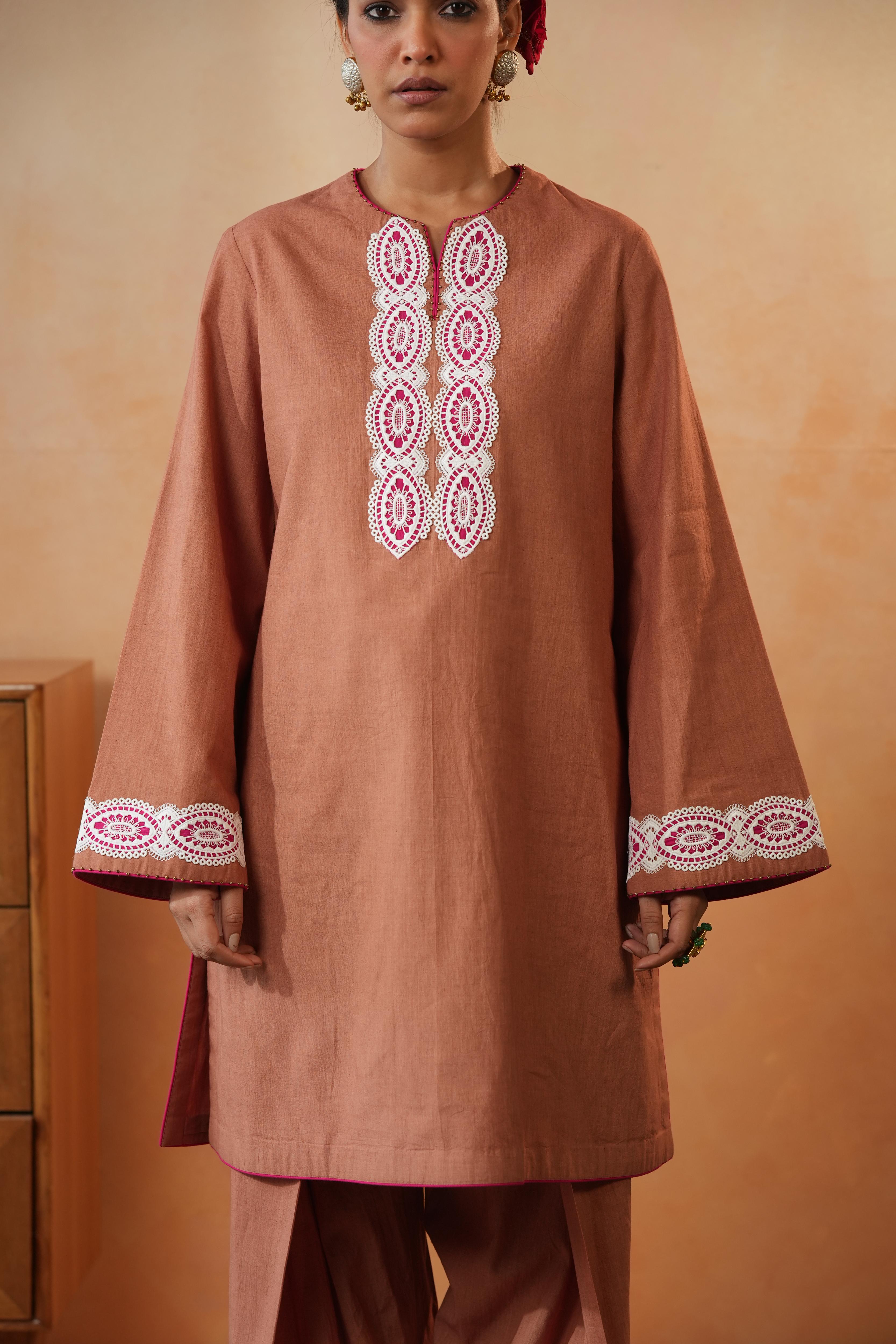 Amnan Brown Pink Co-ord Set