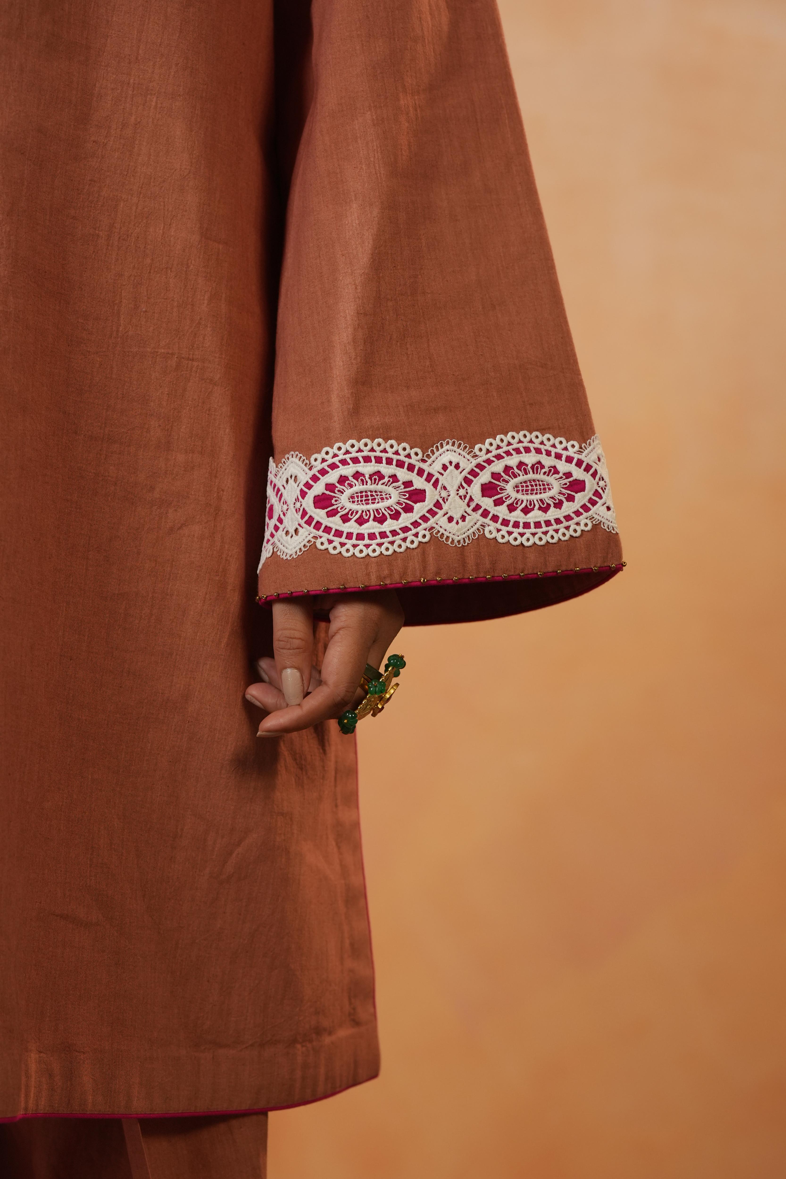 Amnan Brown Pink Co-ord Set