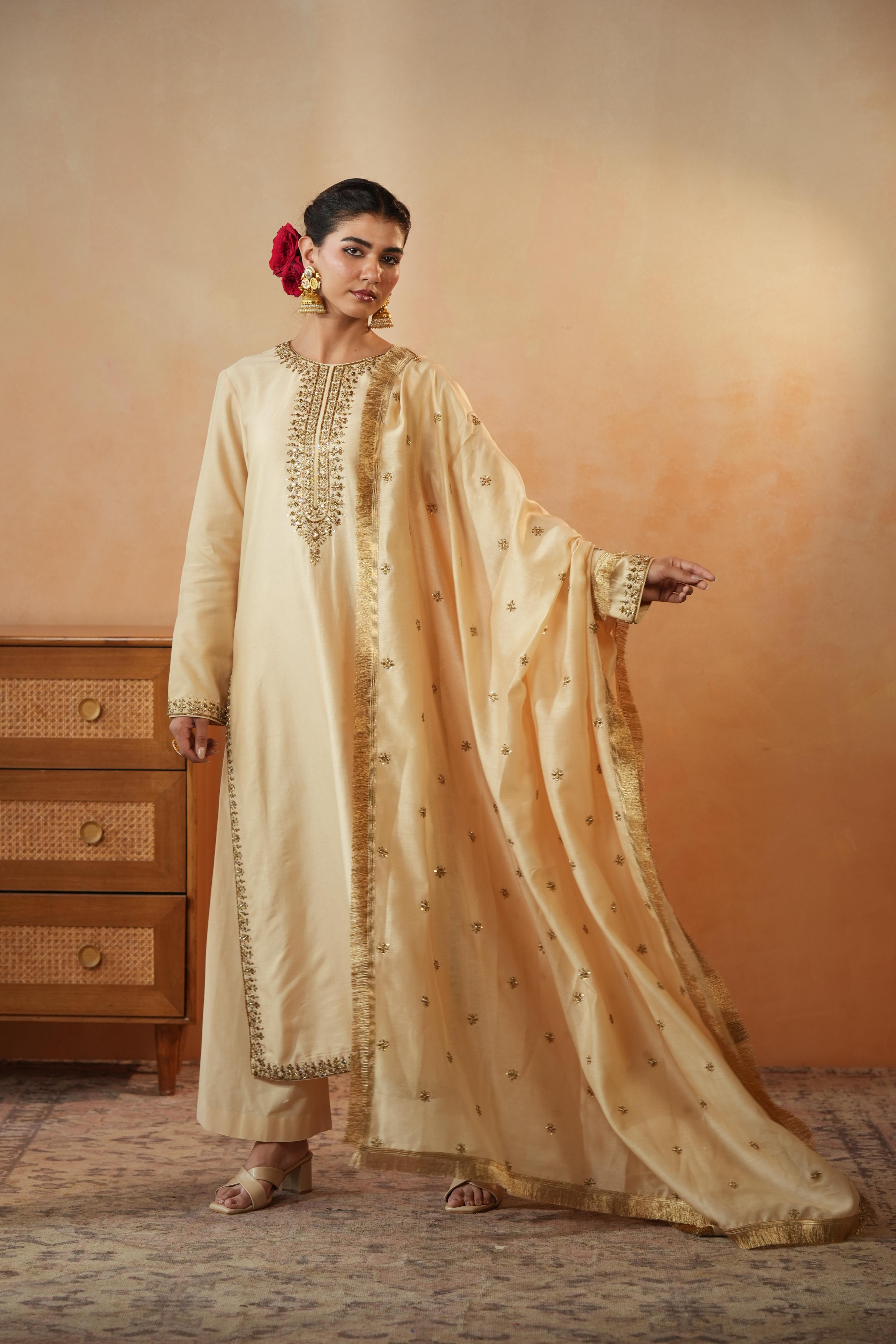 Shareefa Off White Suit Set