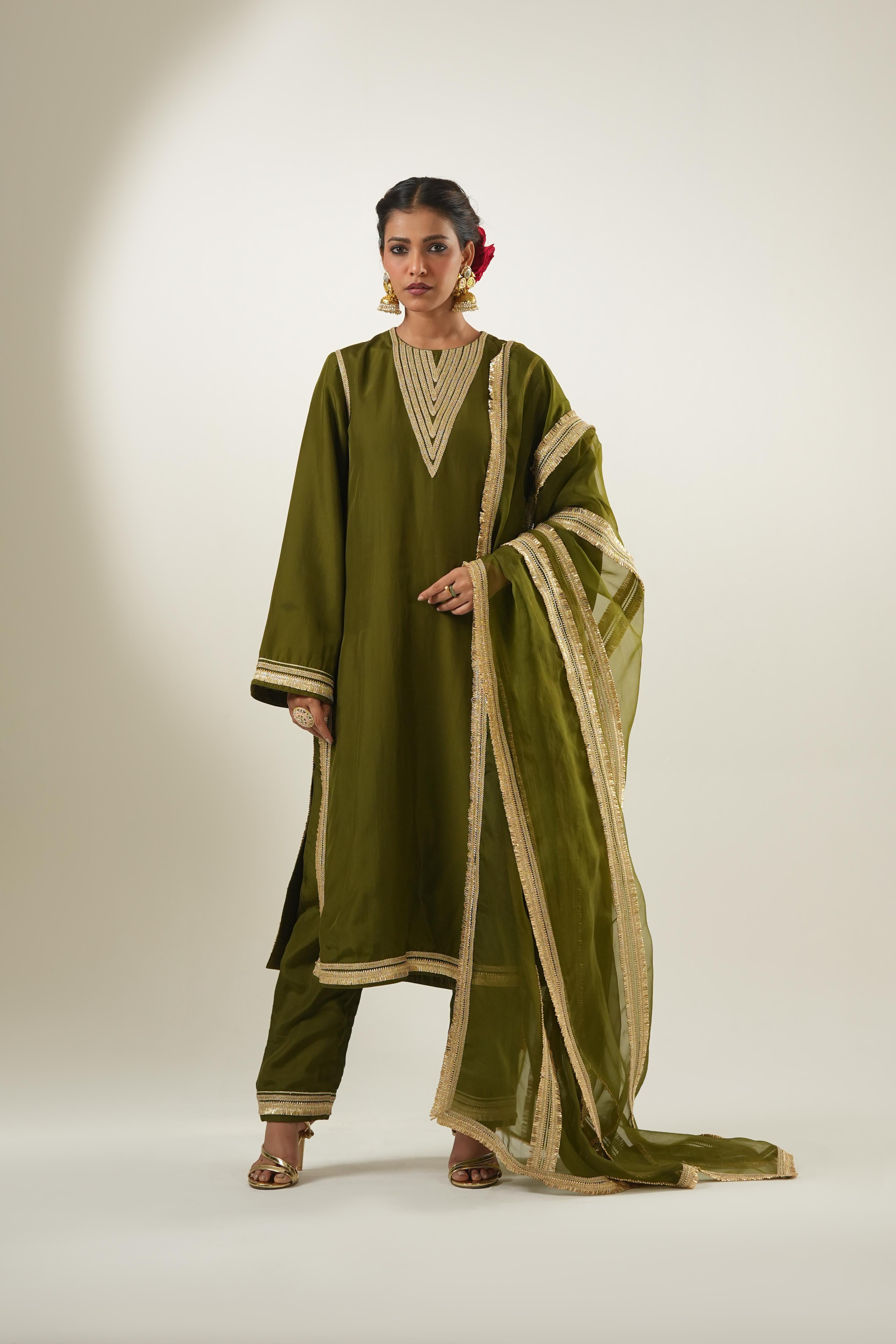 Asma Olive Suit Set
