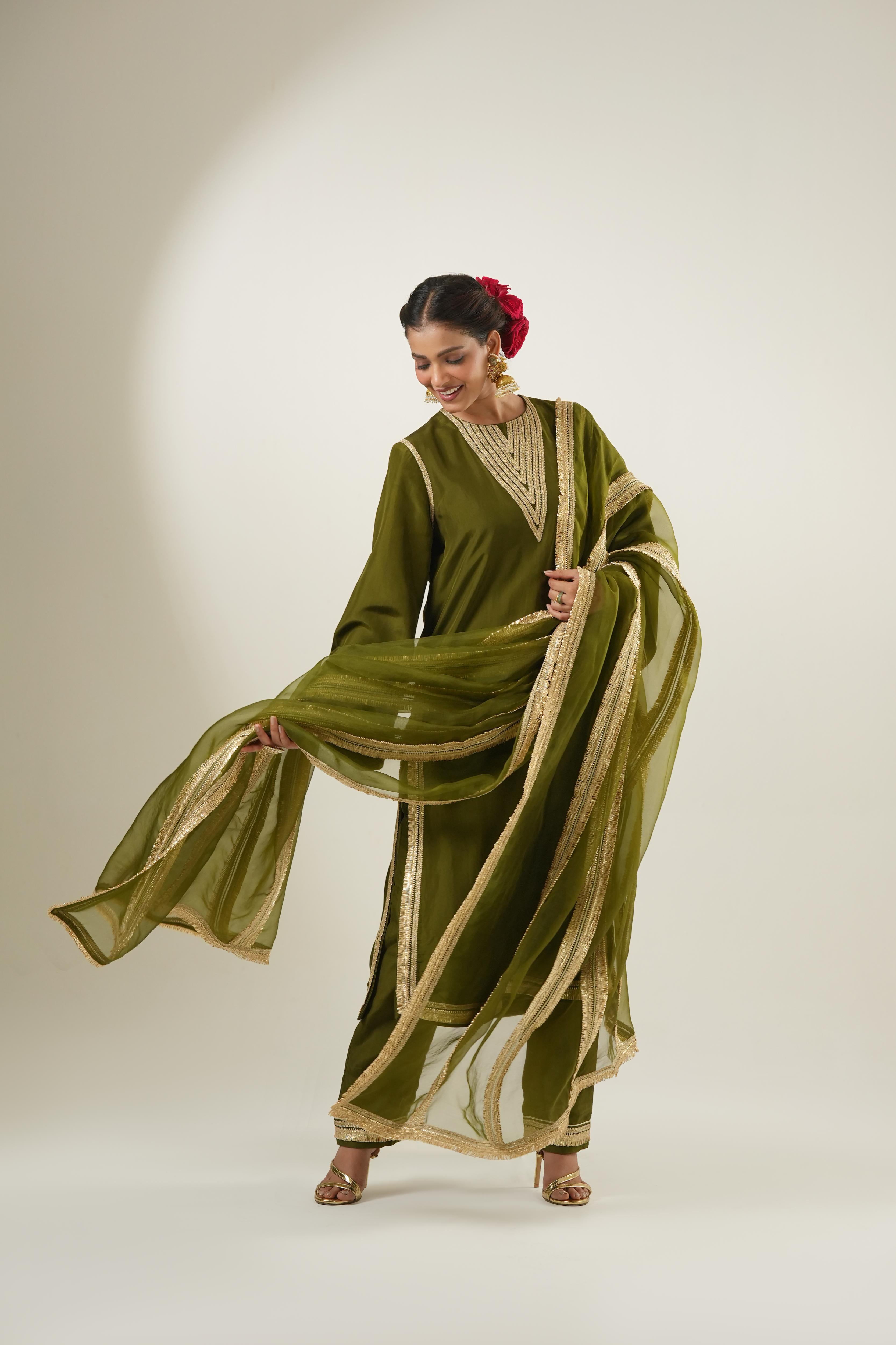 Asma Olive Suit Set