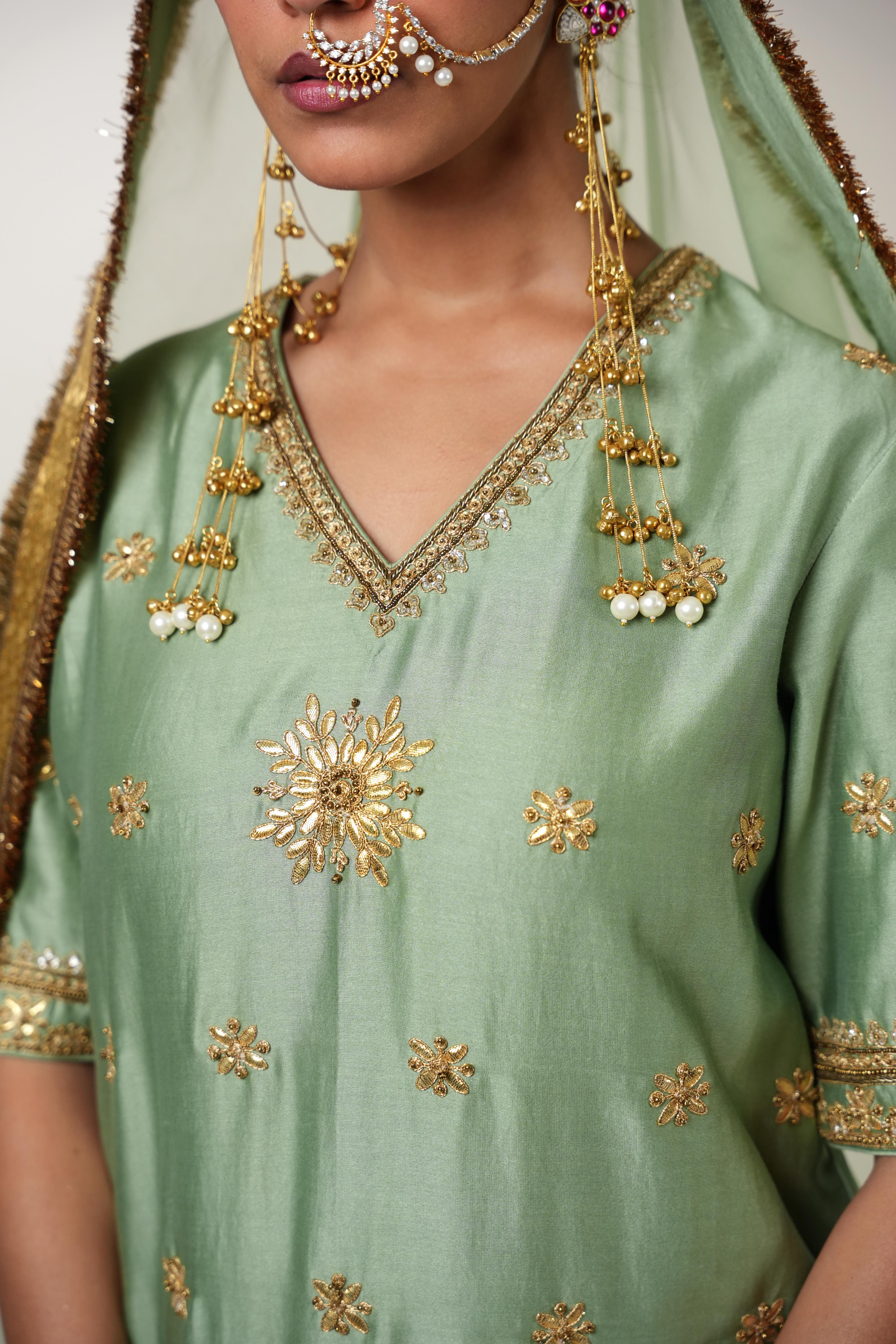 Hema Mint Green Lehenga