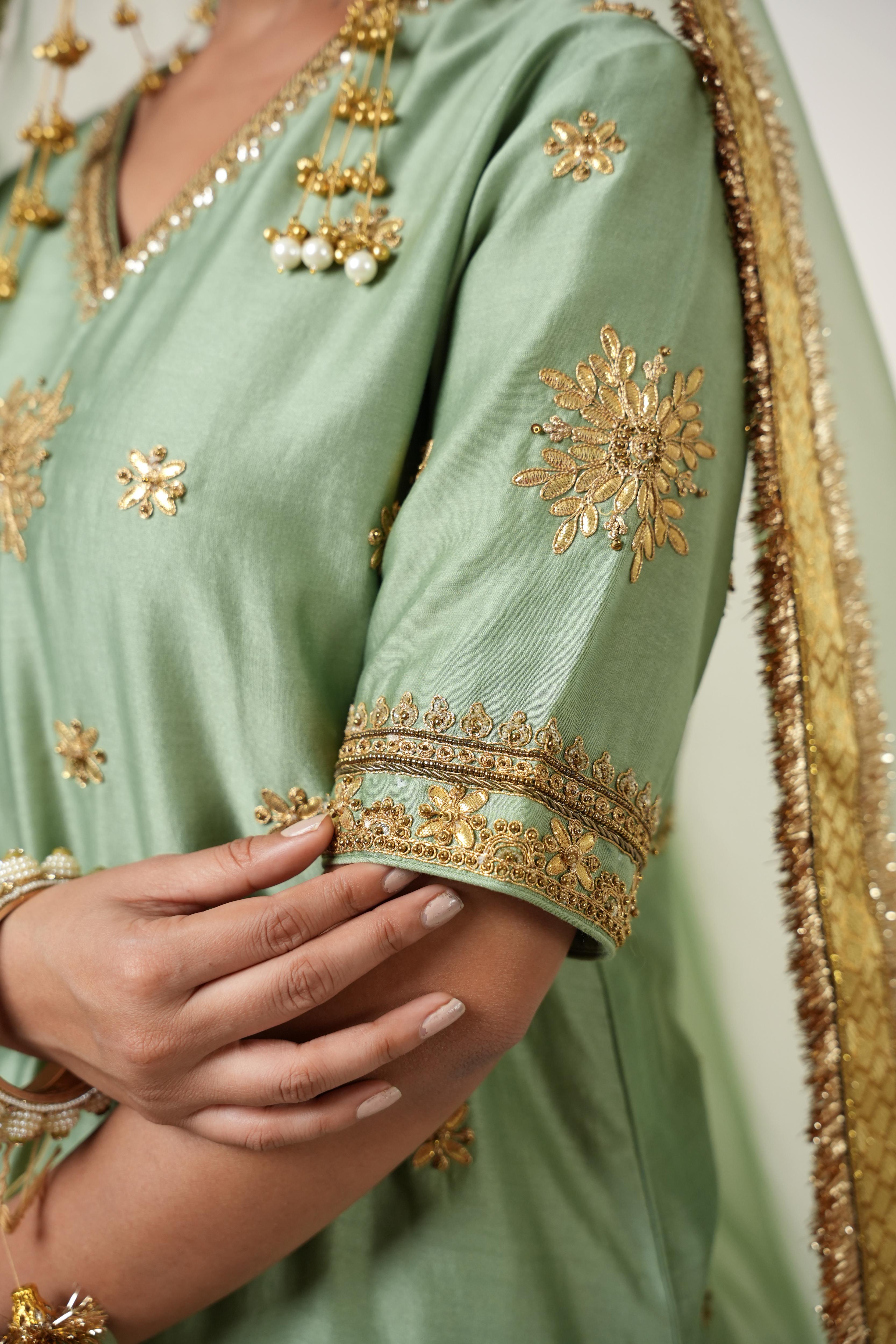 Hema Mint Green Lehenga