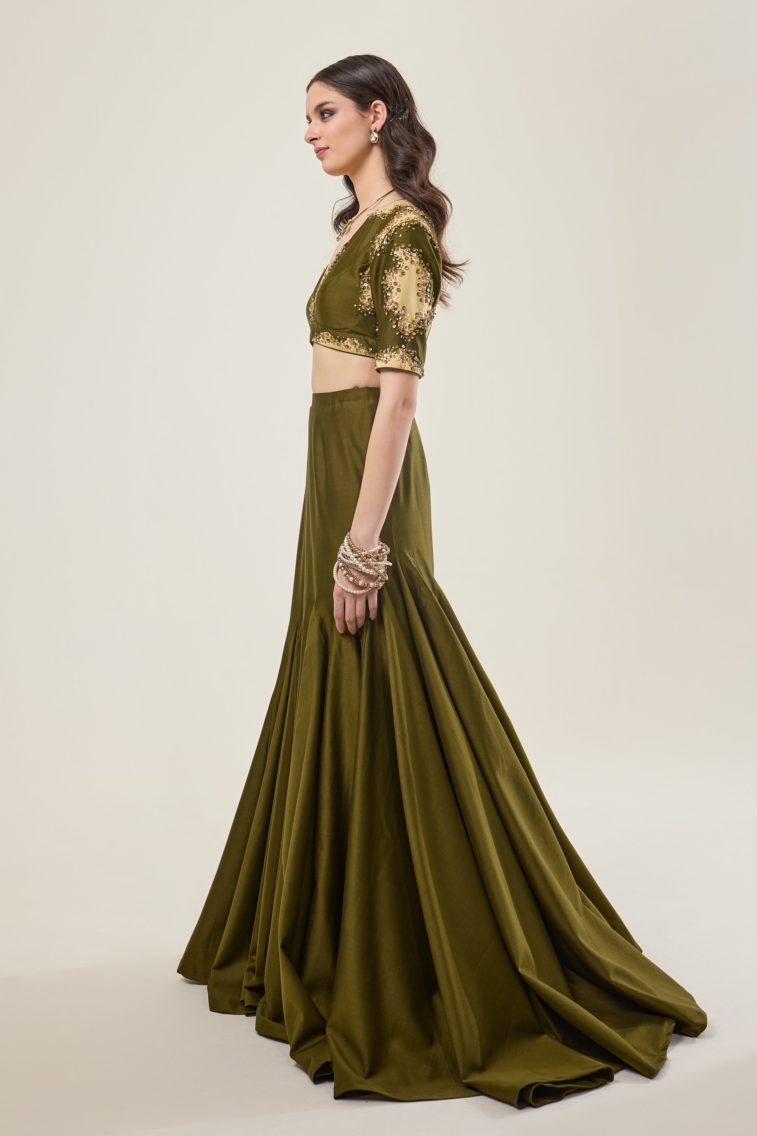 Flared Kalis Skirt with Crop Top