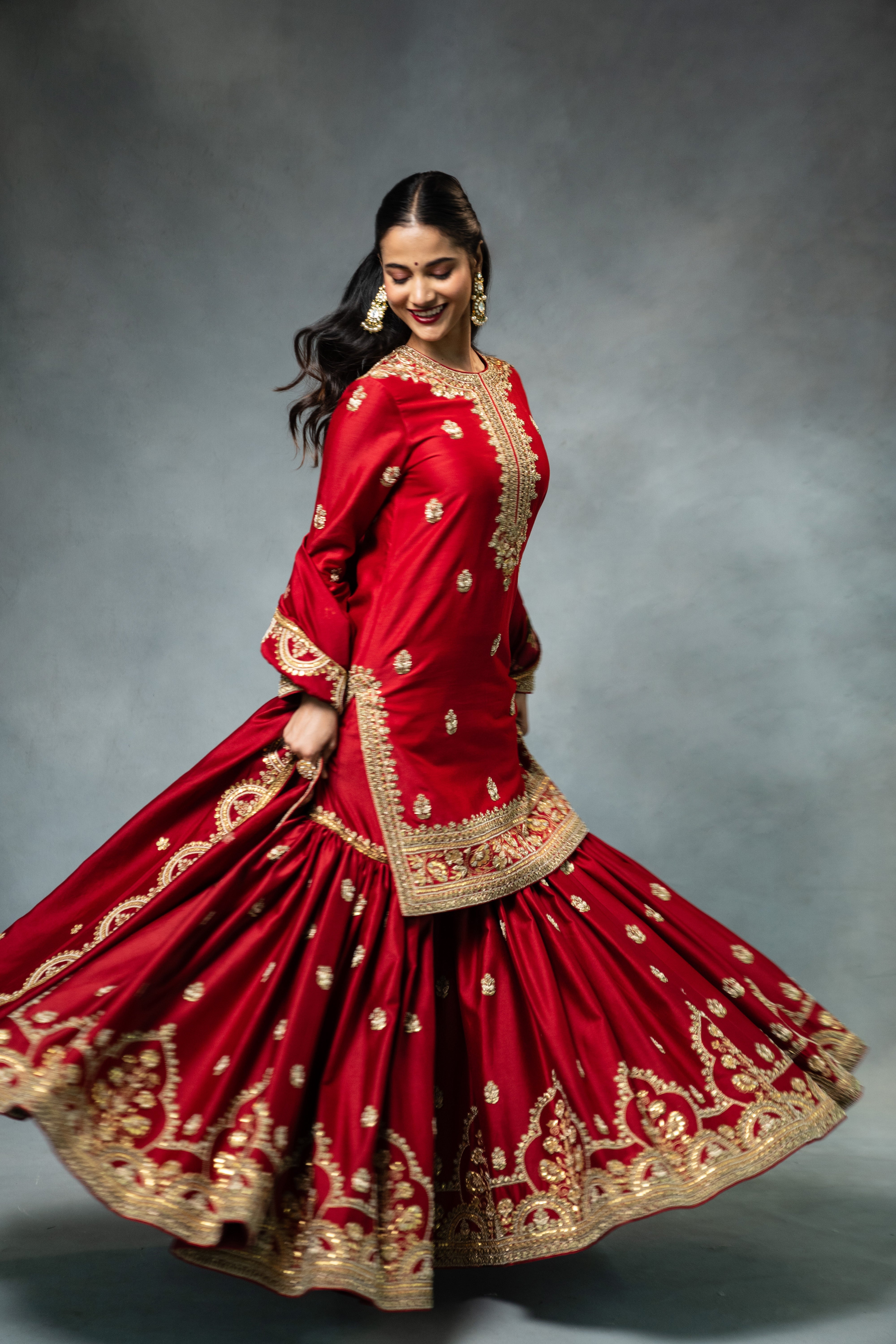 Seerat Kapoor In Pakeeza Red Wedding Sharara