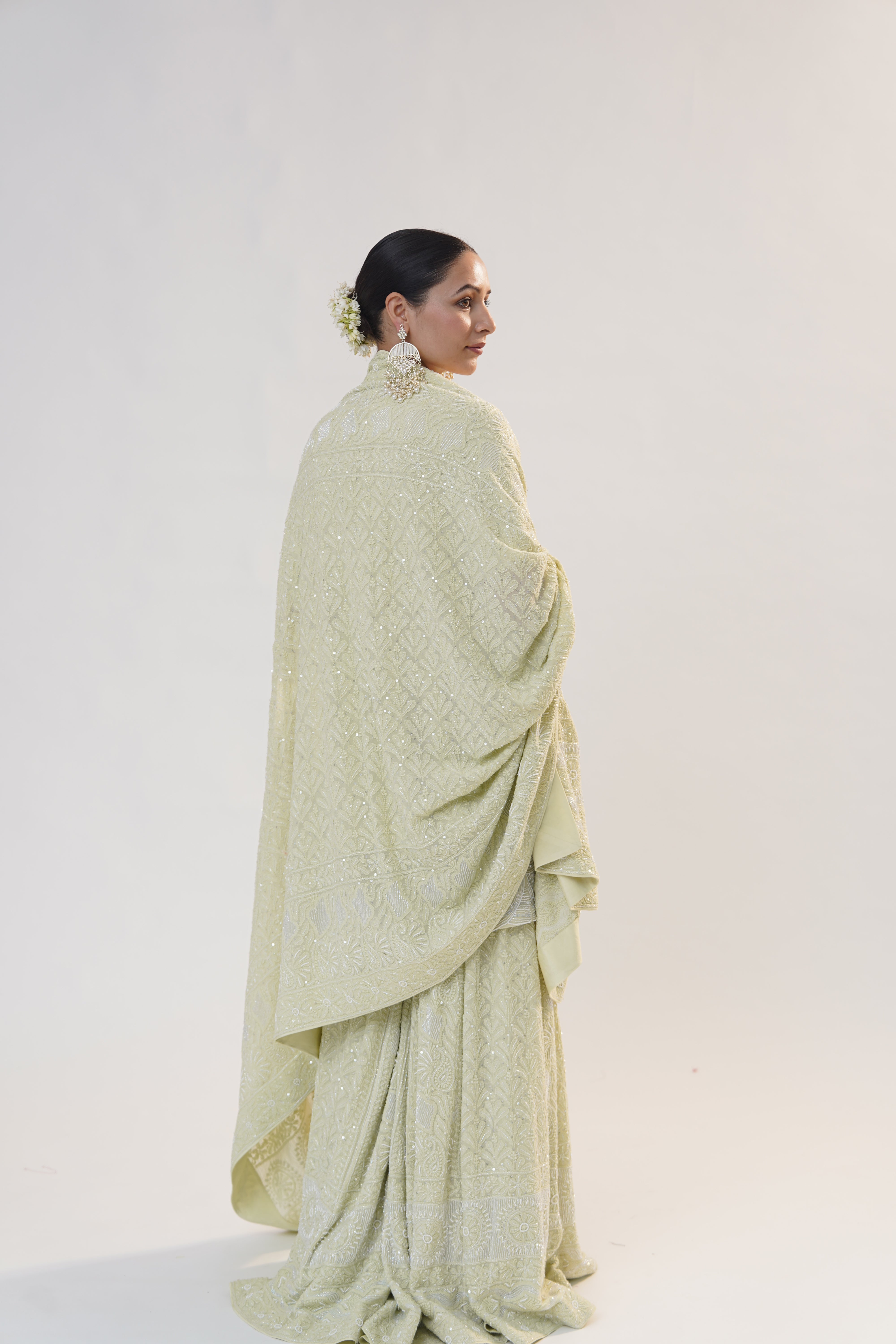 Zamani Pistachio Wedding Sharara