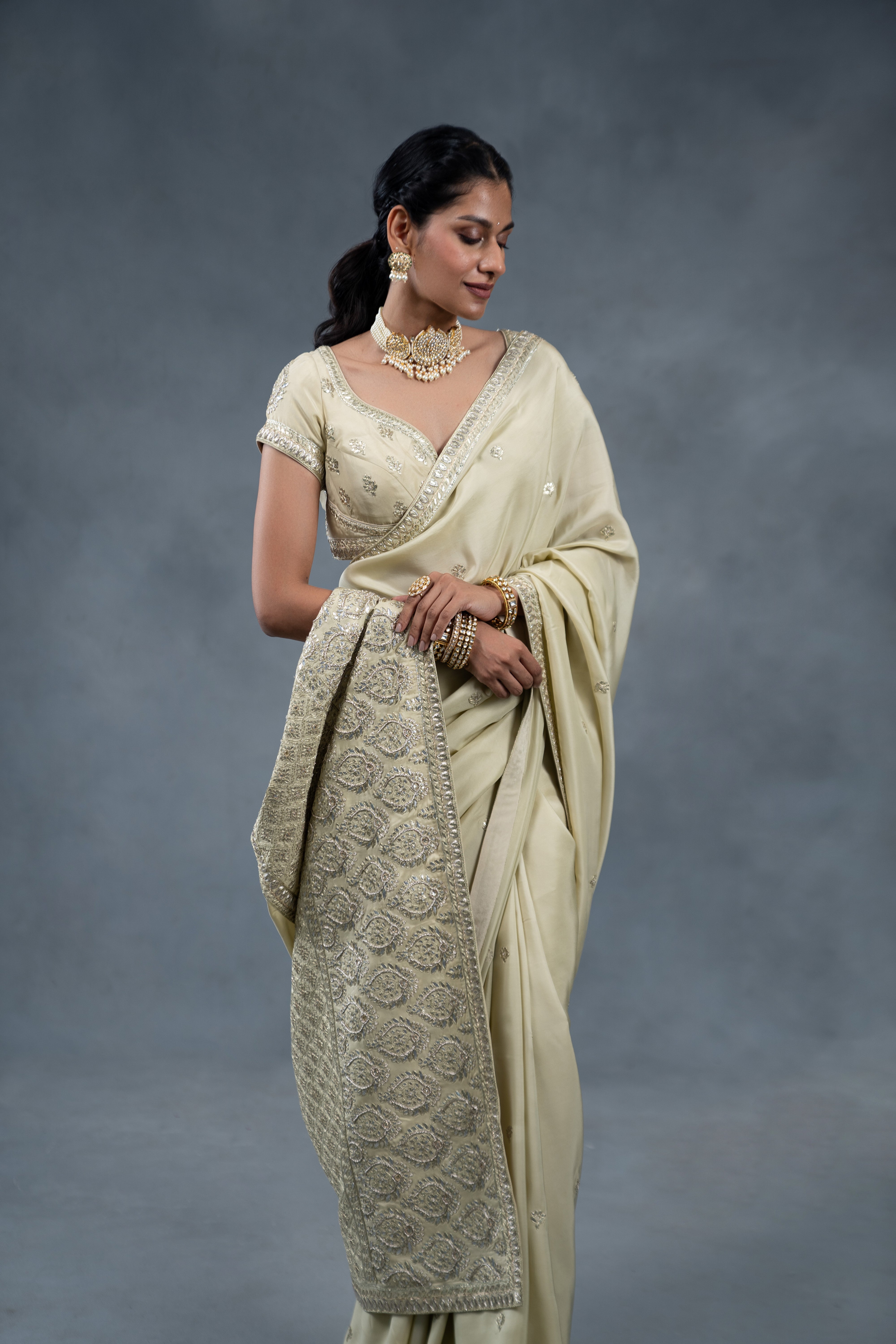Shaleen Pistachio Wedding Saree