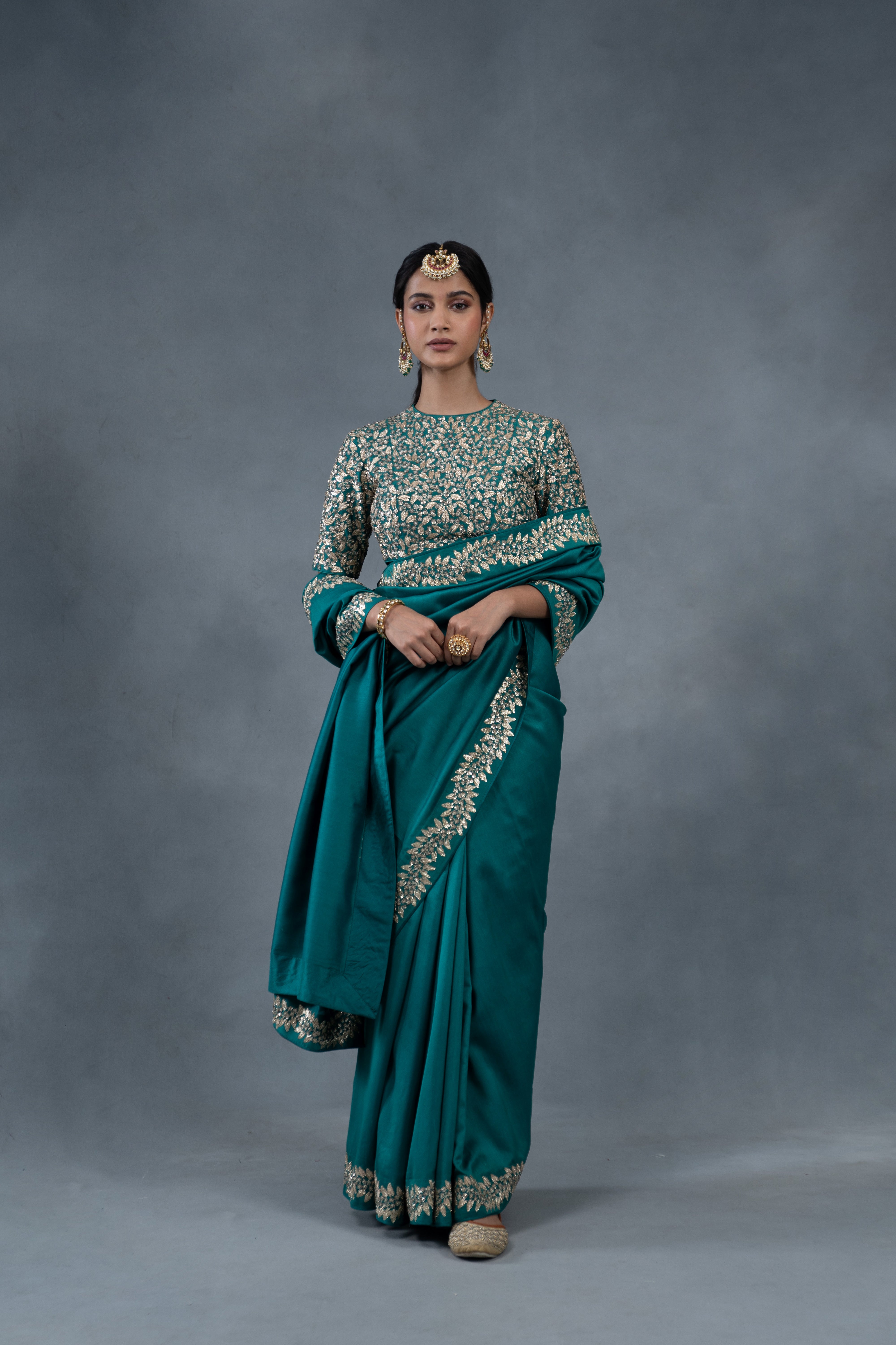 Gulabo Teal Wedding Saree