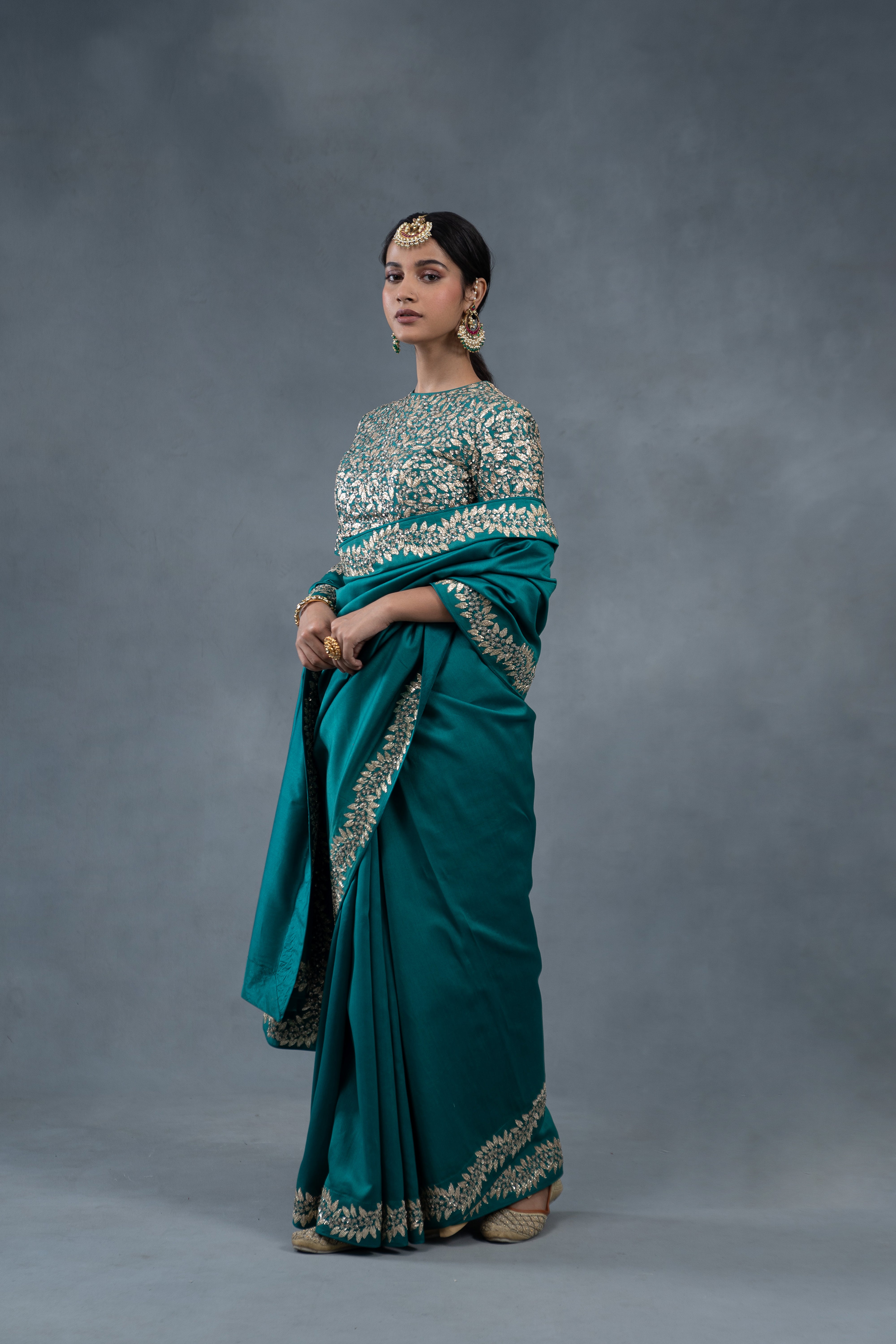 Gulabo Teal Wedding Saree