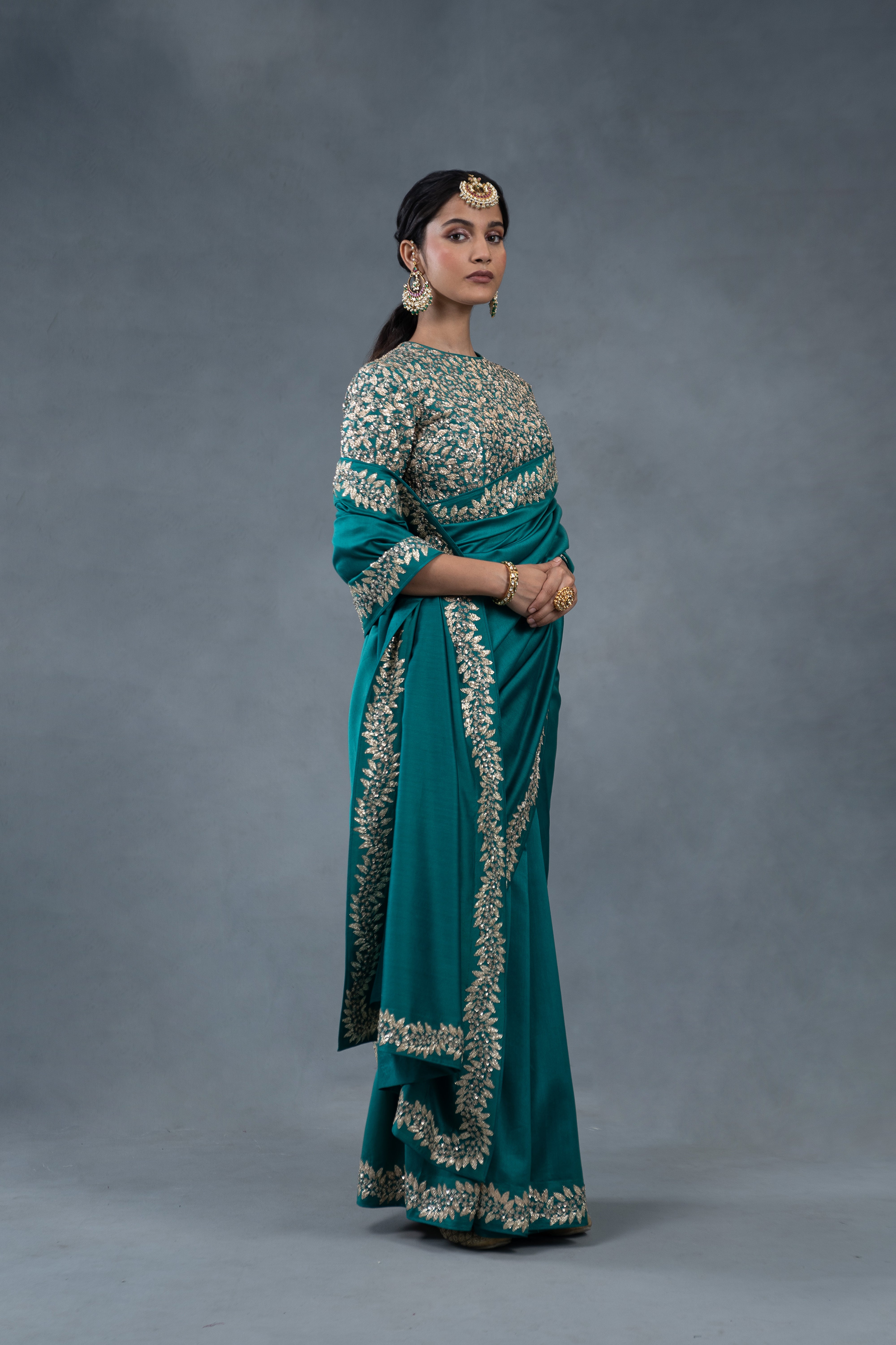 Gulabo Teal Wedding Saree