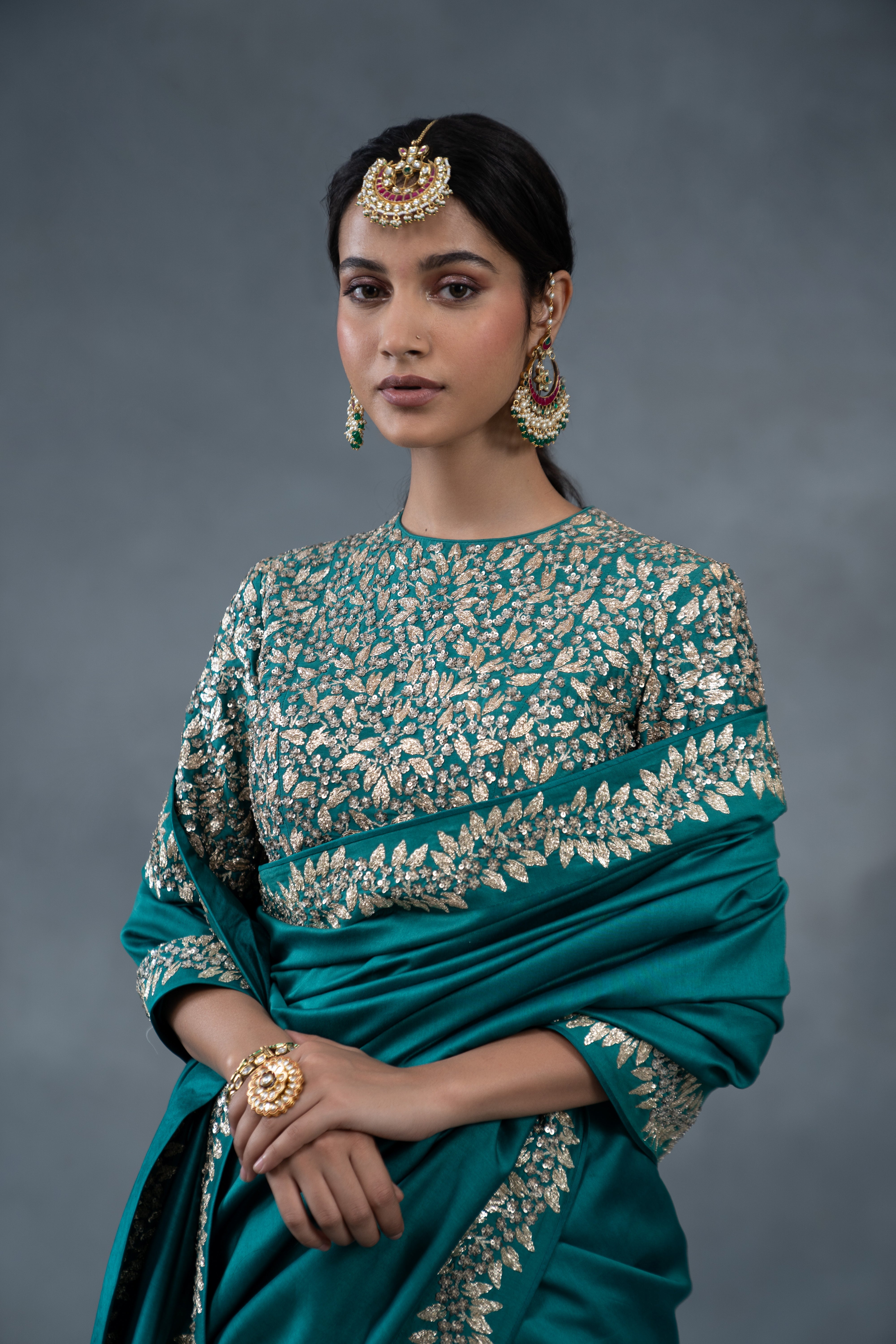 Gulabo Teal Wedding Saree