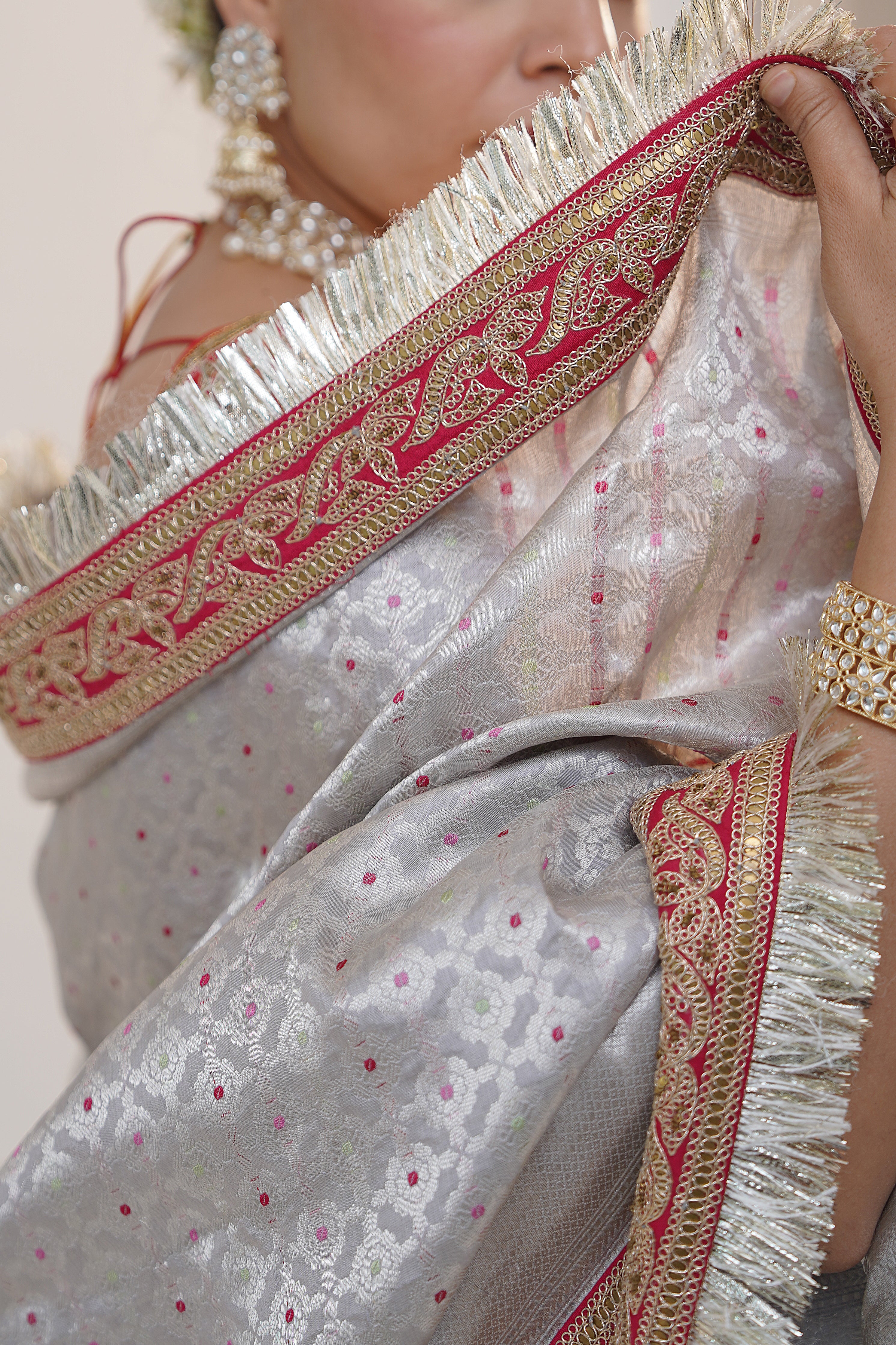 Banarasi Silver Wedding Saree