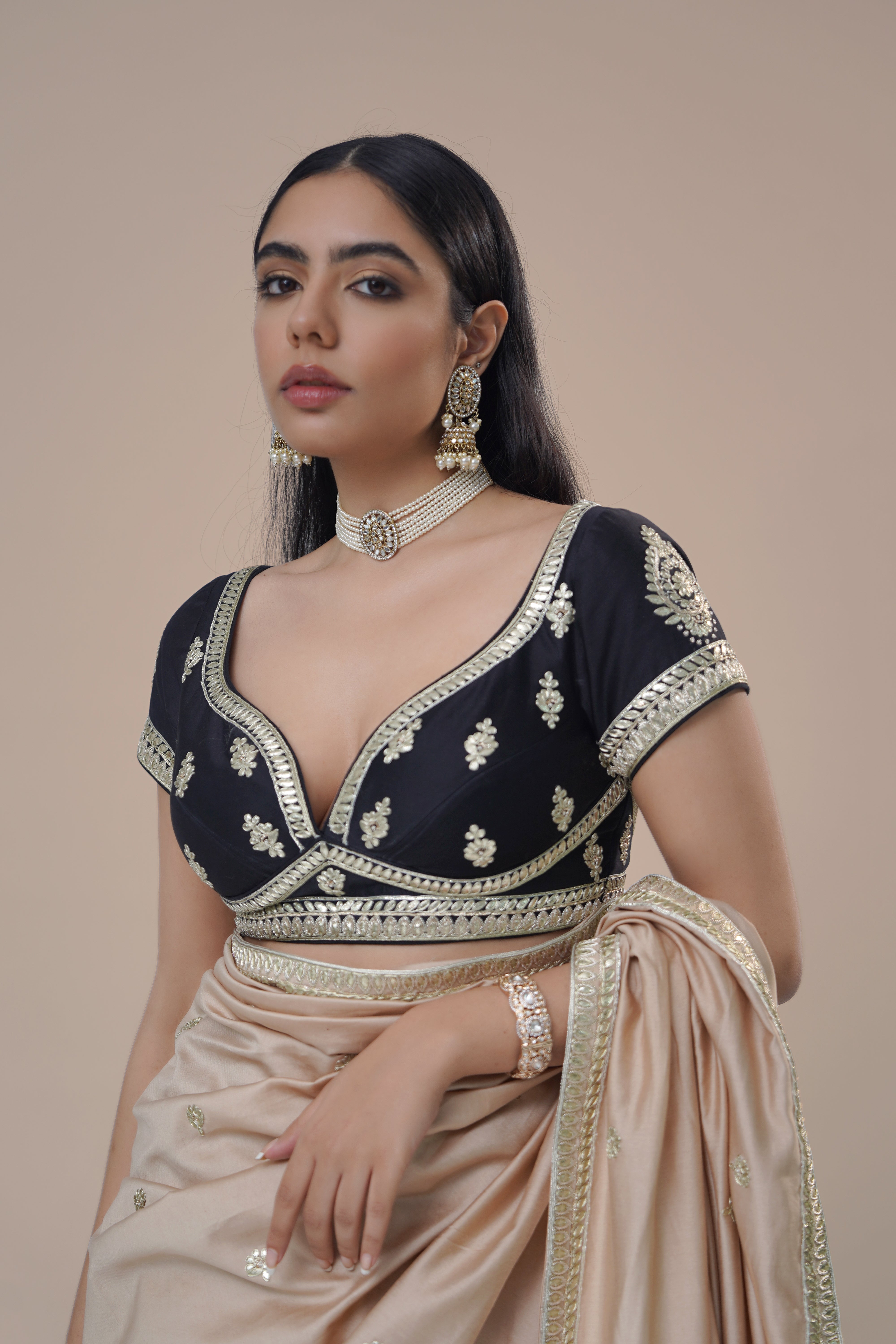 Shaleen Champagne Saree Blouse