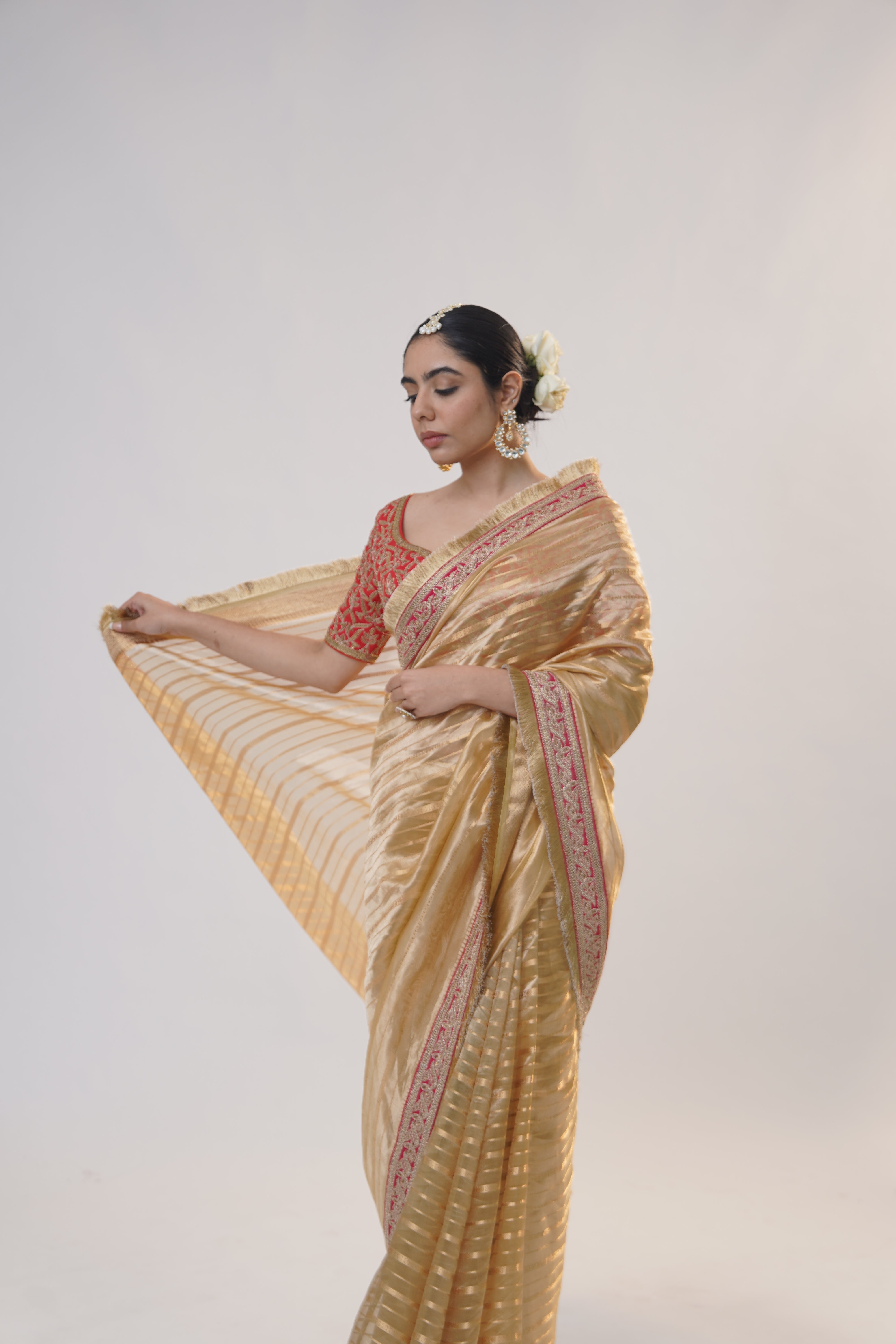 Mahawish Golden Wedding Saree