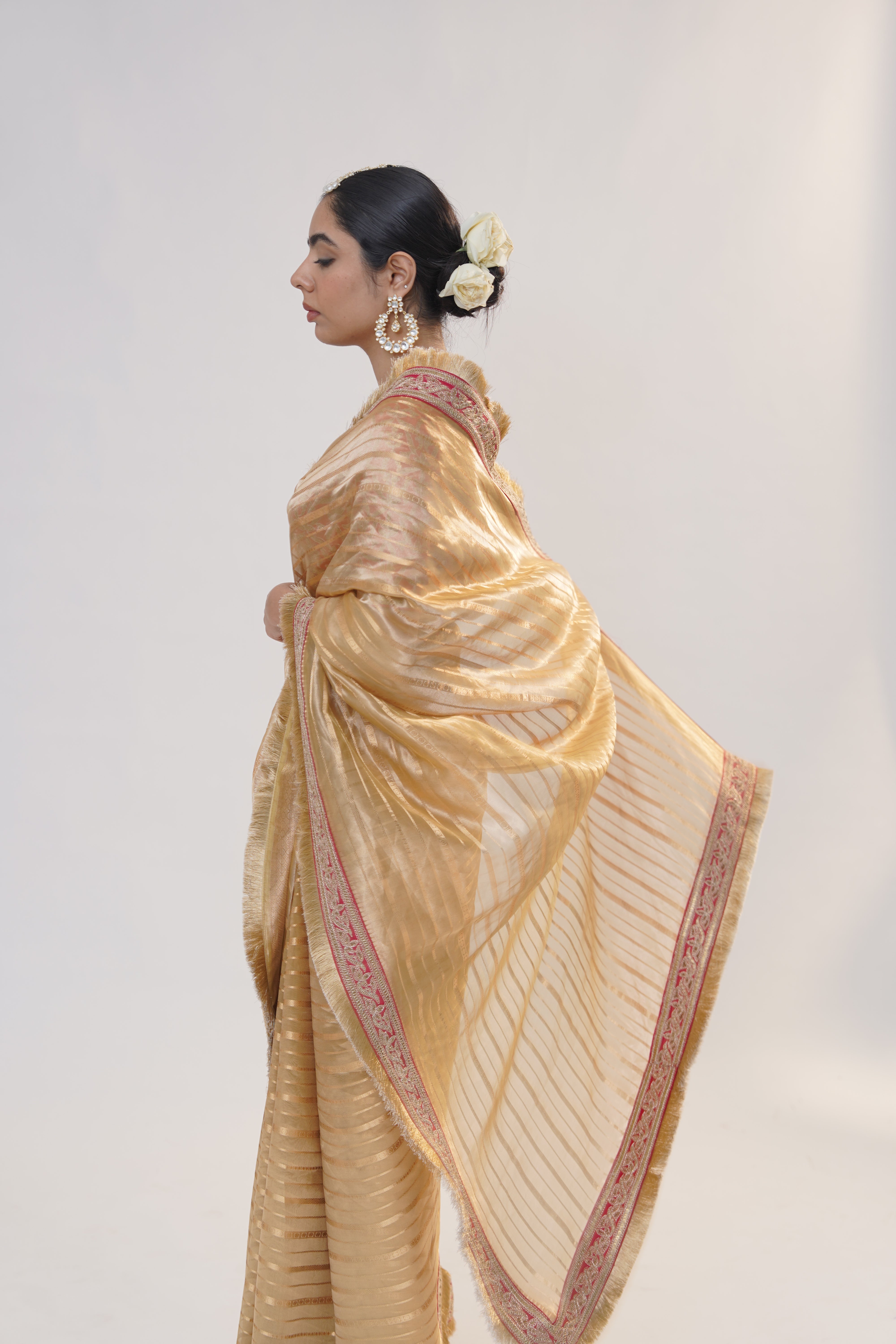 Mahawish Golden Wedding Saree