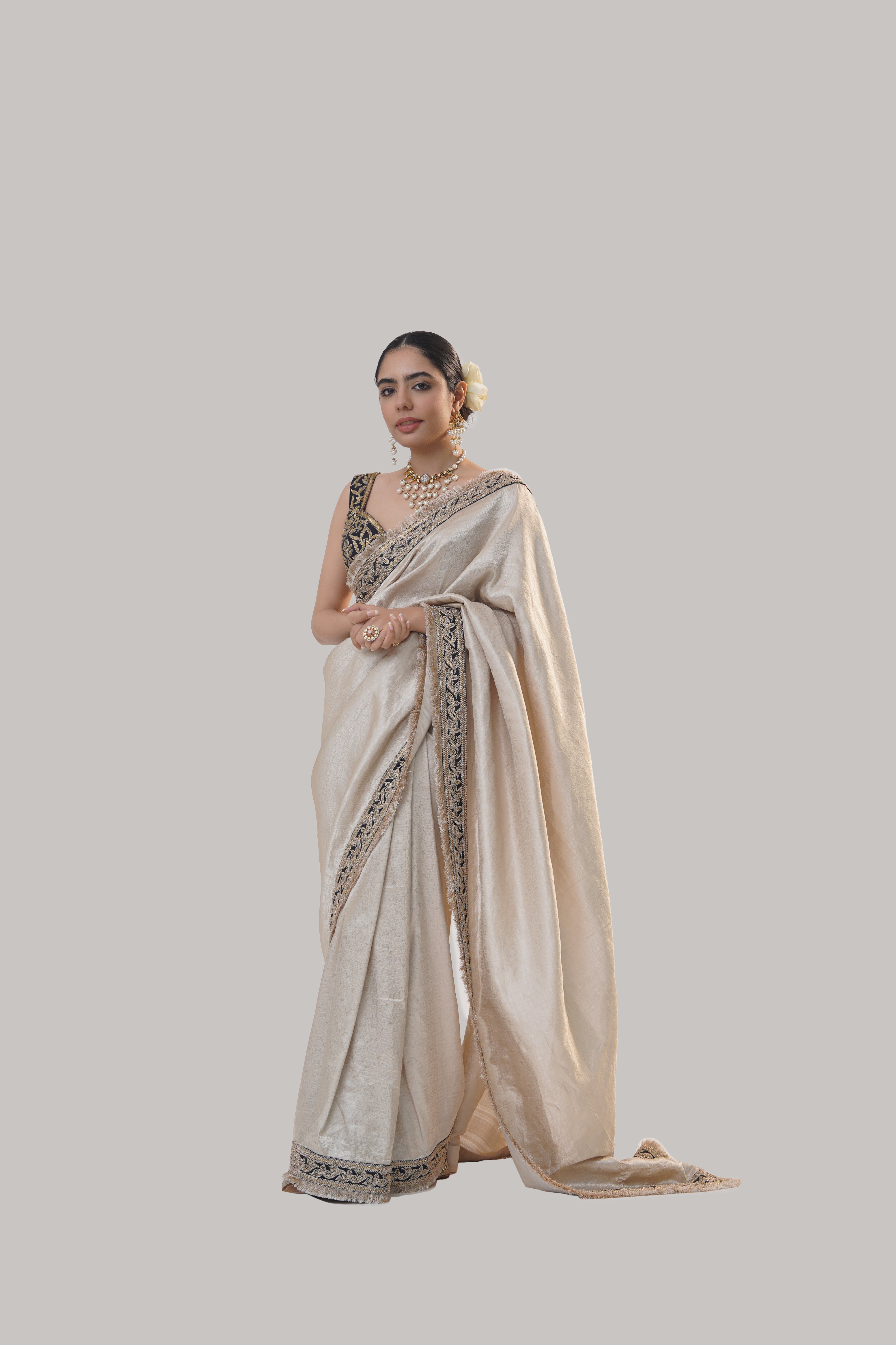 Banarsi Beige Saree Blouse
