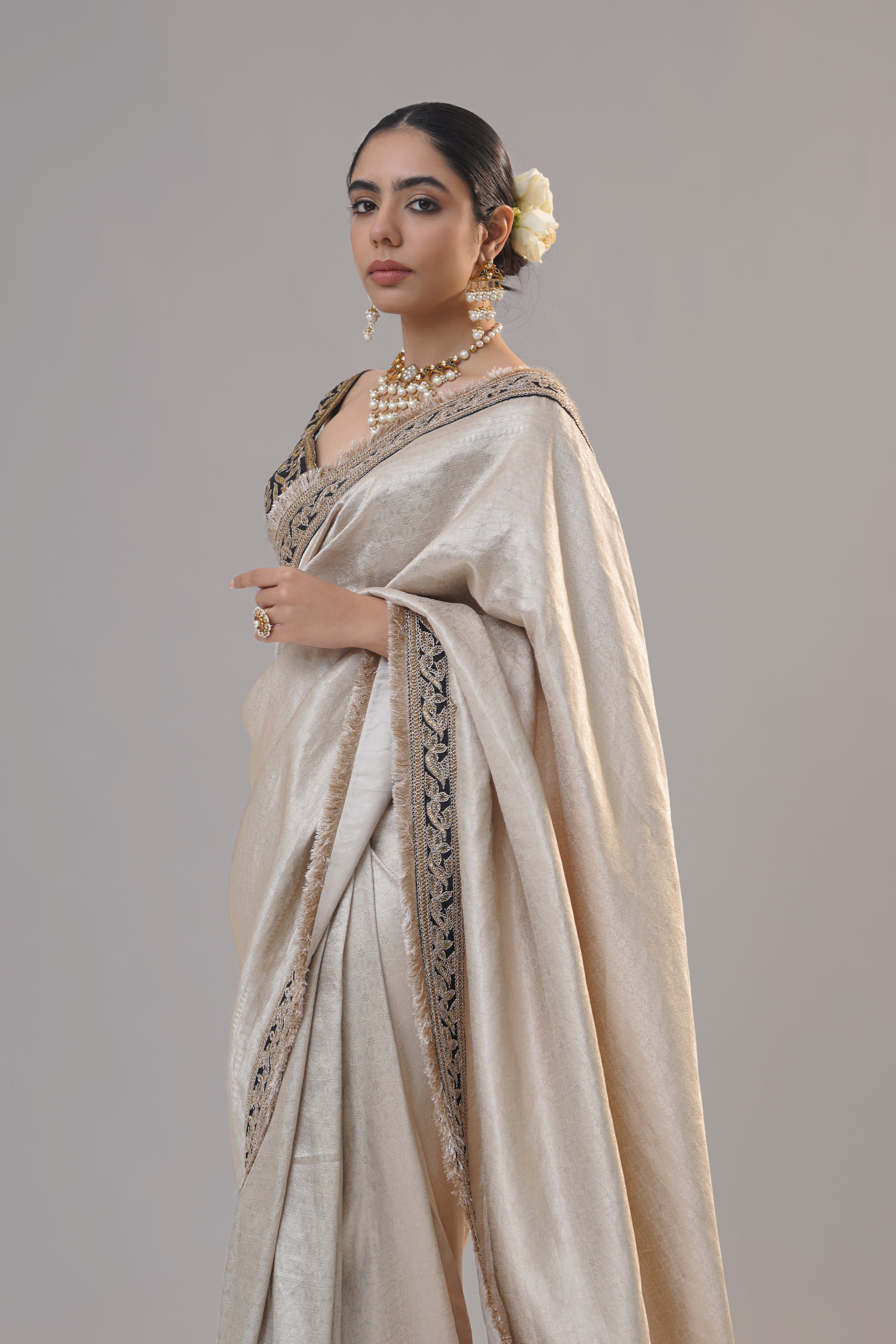 Banarsi Beige Saree Blouse